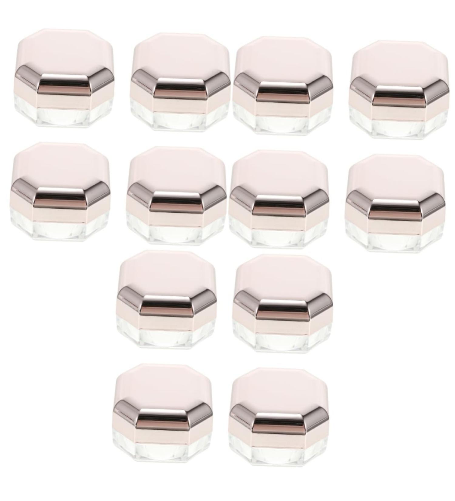 Healeved 12 Pcs Powder Box Cosmetic Powder Containers Empty Cream Jar Makeup Powder Sponge Golden Cover Abs 1 g (Pack of 1) Rose Goldx3pcs - Buy Online on GoSupps.com