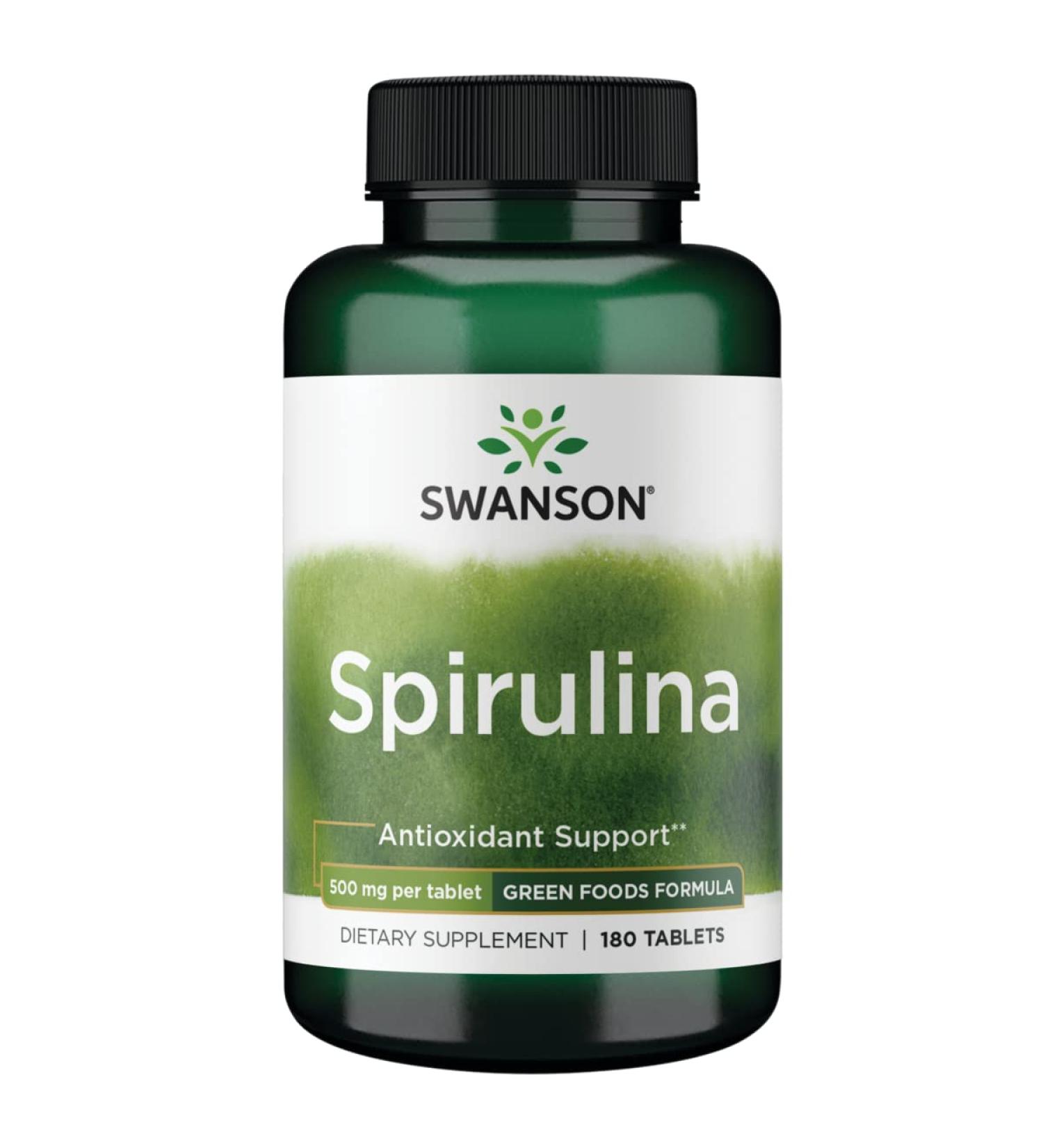 Swanson Spirulina 500mg 180 Tabs - Pure & Potent Supplement for Energy and Immune Support - Buy Online on GoSupps.com