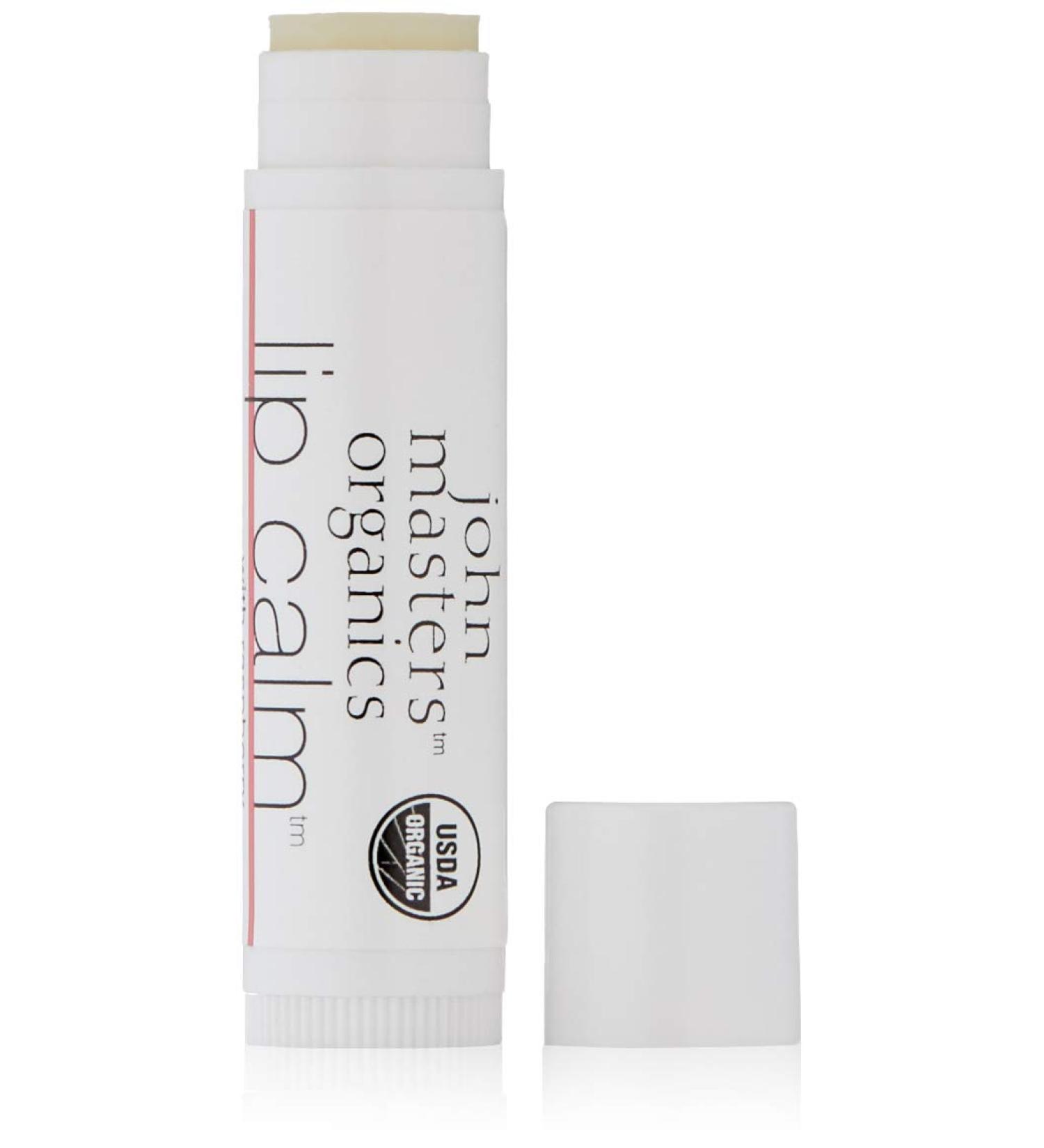 John Masters Organics Lip Calm Raspberry - 95% Organic Ingredients - USDA Organic - Ultra Hydrating - Cruelty-Free - 0.15 oz - Buy Online on GoSupps.com