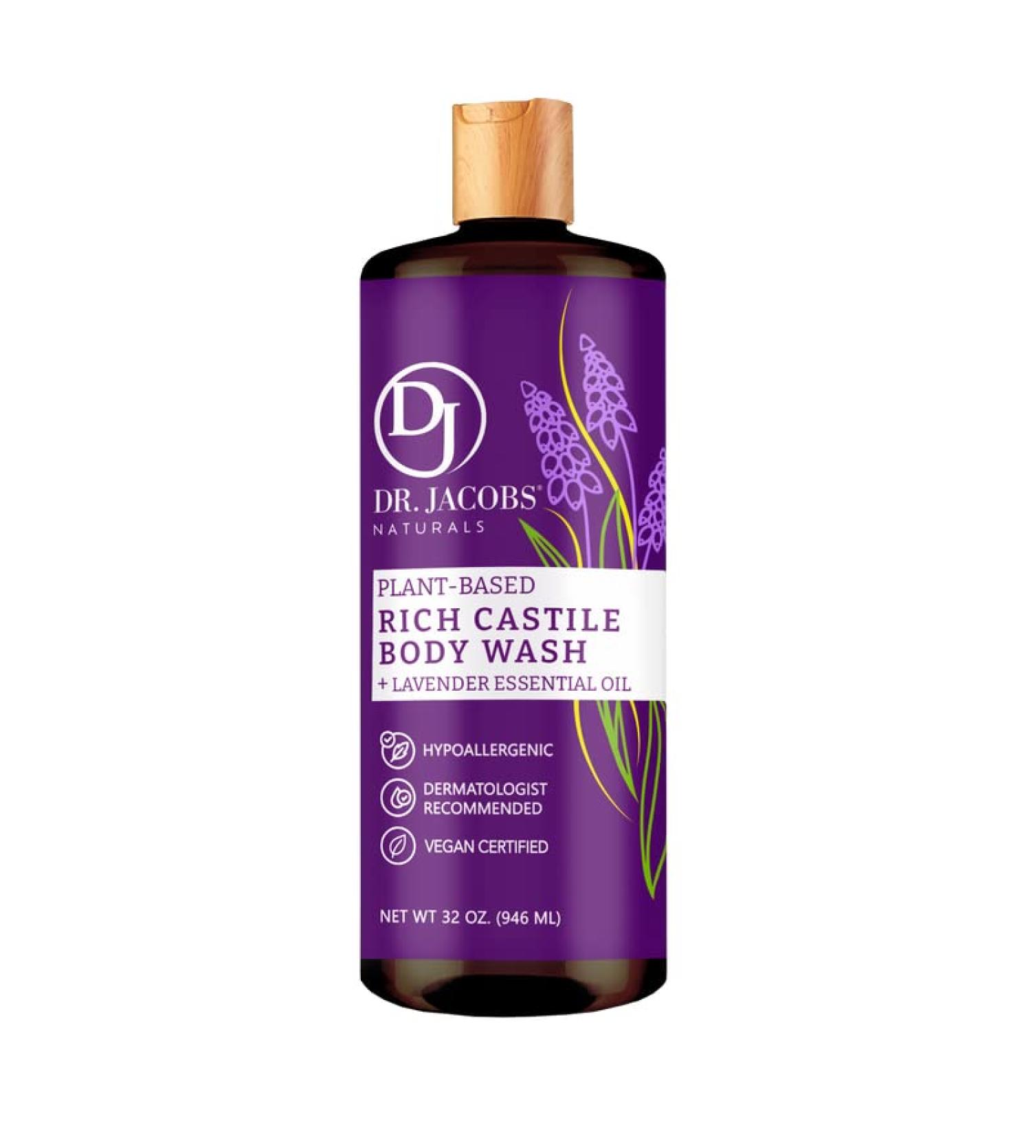 Dr Jacobs Naturals Lavender Castile Body Wash - 32 oz, Sulfate-Free, Paraben-Free, Cruelty-Free Formula for Nourished Skin - Buy Online on GoSupps.com