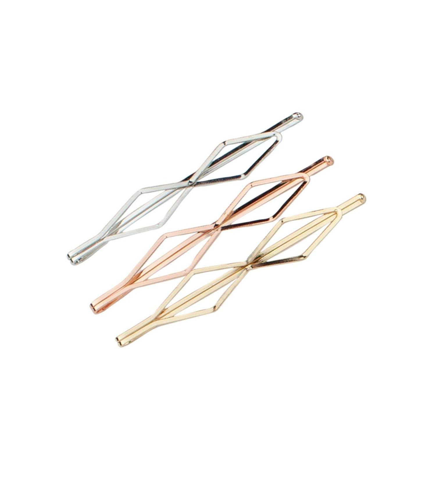 Kitsch Decorative Mini Bobby Pins - Fashion Metal Hair Pins for Women - Blonde & Thick Hair Bobby Pins - 3 pcs Diamond Set - Buy Online on GoSupps.com
