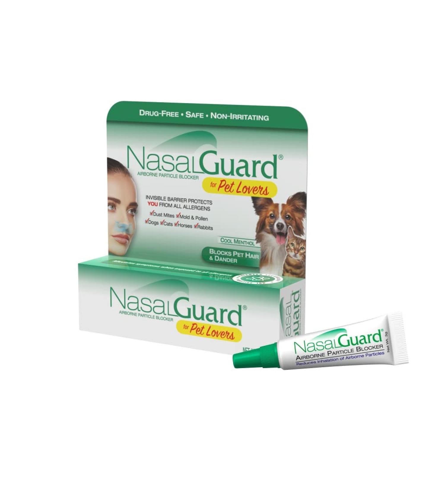 Pet Allergy Relief NasalGuard Gel - Drug-Free Protection from Pet Hair & Dander - Safe for Dogs, Cats, Horses, Rabbits - Cool Menthol 3g Tube - Buy Online on GoSupps.com