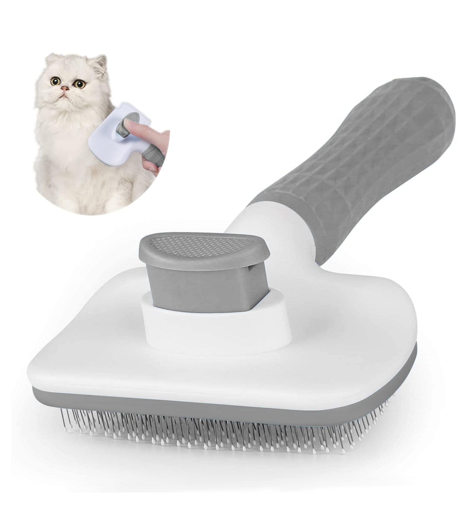 Avando Cat Dog Brush for shedding Pet Grooming Brush for Cats Dogs Massage Shedding Brush for Short or Long Hair Self Cleaning Slicker Brush Easy to Removes Loose Undercoat Tangled Hair (grey) Black - Buy Online on GoSupps.com