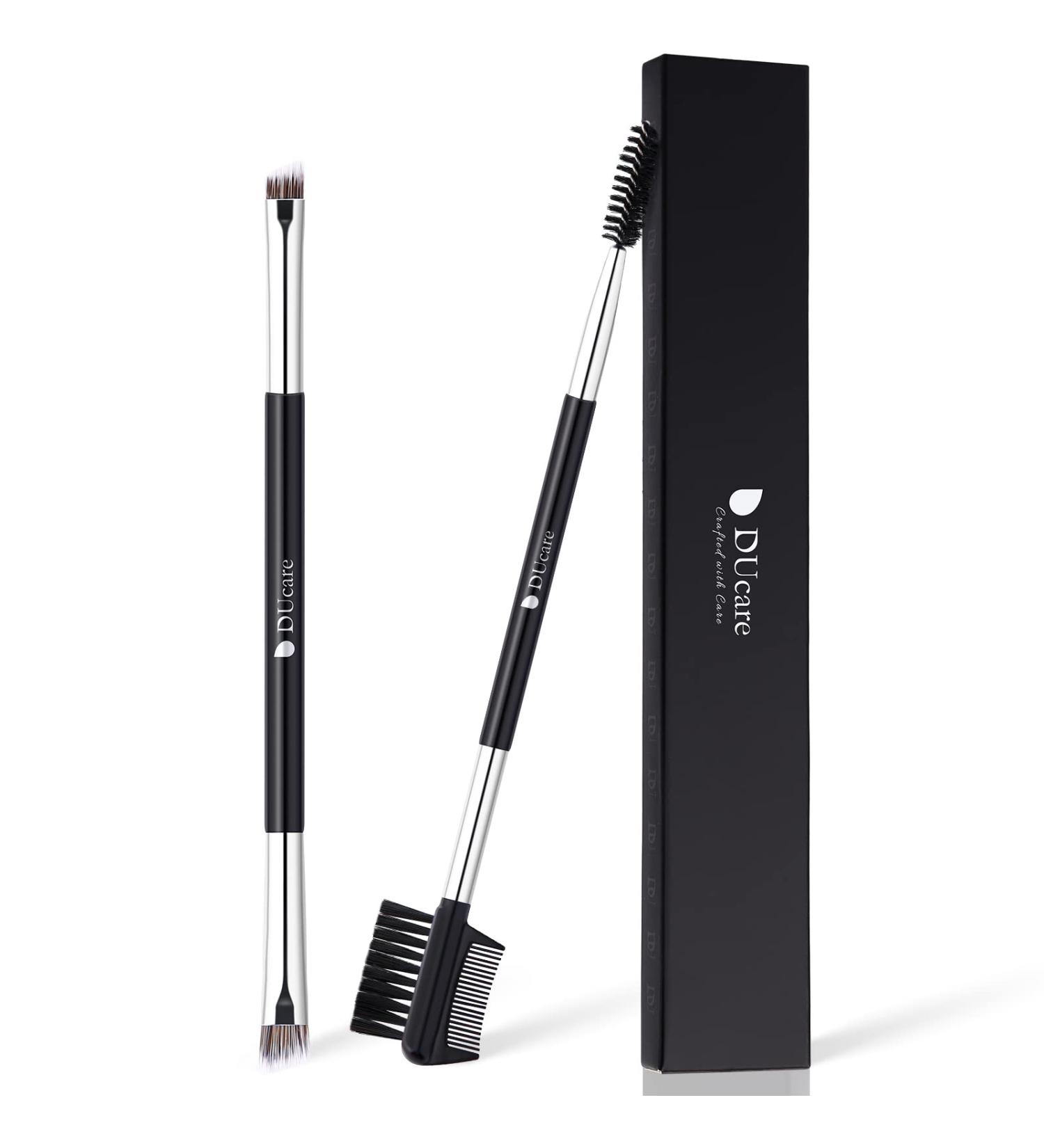Shop Ducare Duo Eyebrow Brush Set - Professional Angled Brush & Spoolie for Perfect Eyebrows | Synthetic Bristle & Comb - International Shipping - Buy Online on GoSupps.com