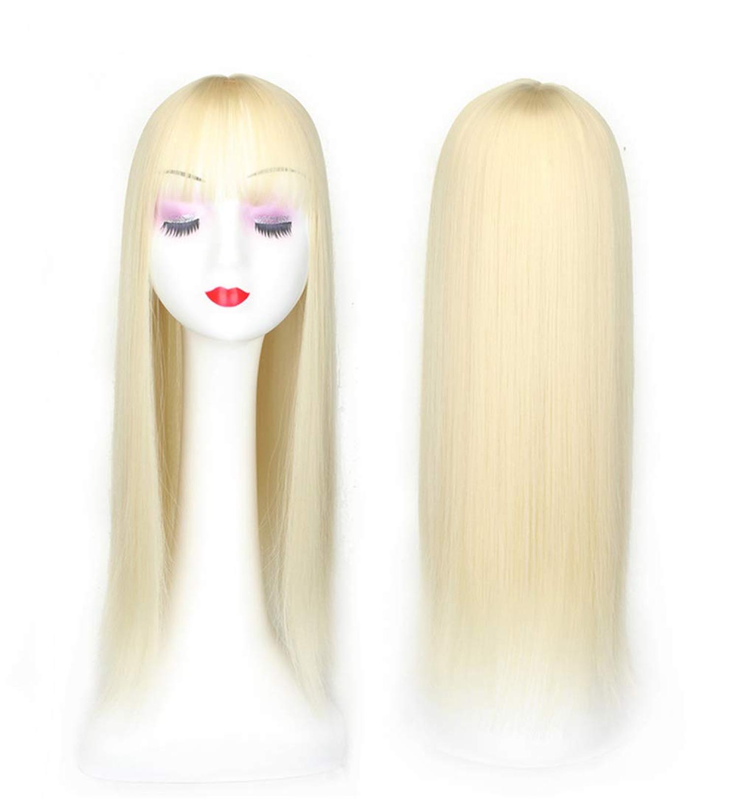 Women's 22 Long Straight Clip-In Synthetic Hair Extensions with Bangs - Thinning Hair Solution in 613# Golden Blonde - International Shipping - Buy Online on GoSupps.com