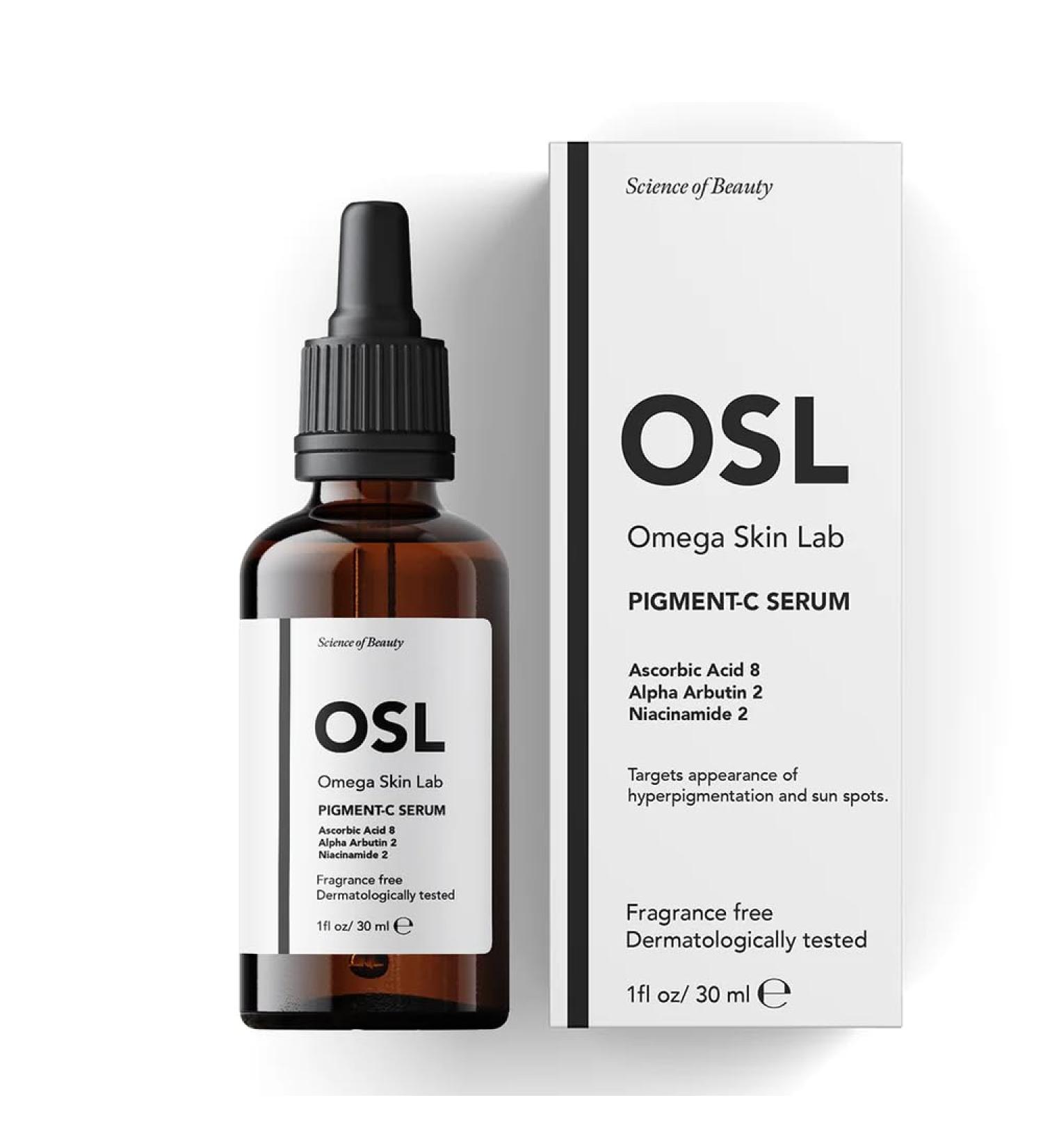 OSL Omega Skin Lab OSL Pigment-C Serum 30ML: Friendly Face Serum with Brightening Serum for Blemish Lightening Enriched with 8% Ascorbic Asid 2% Alpha Arbutine and 2% Niacinamide - Buy Online on GoSupps.com