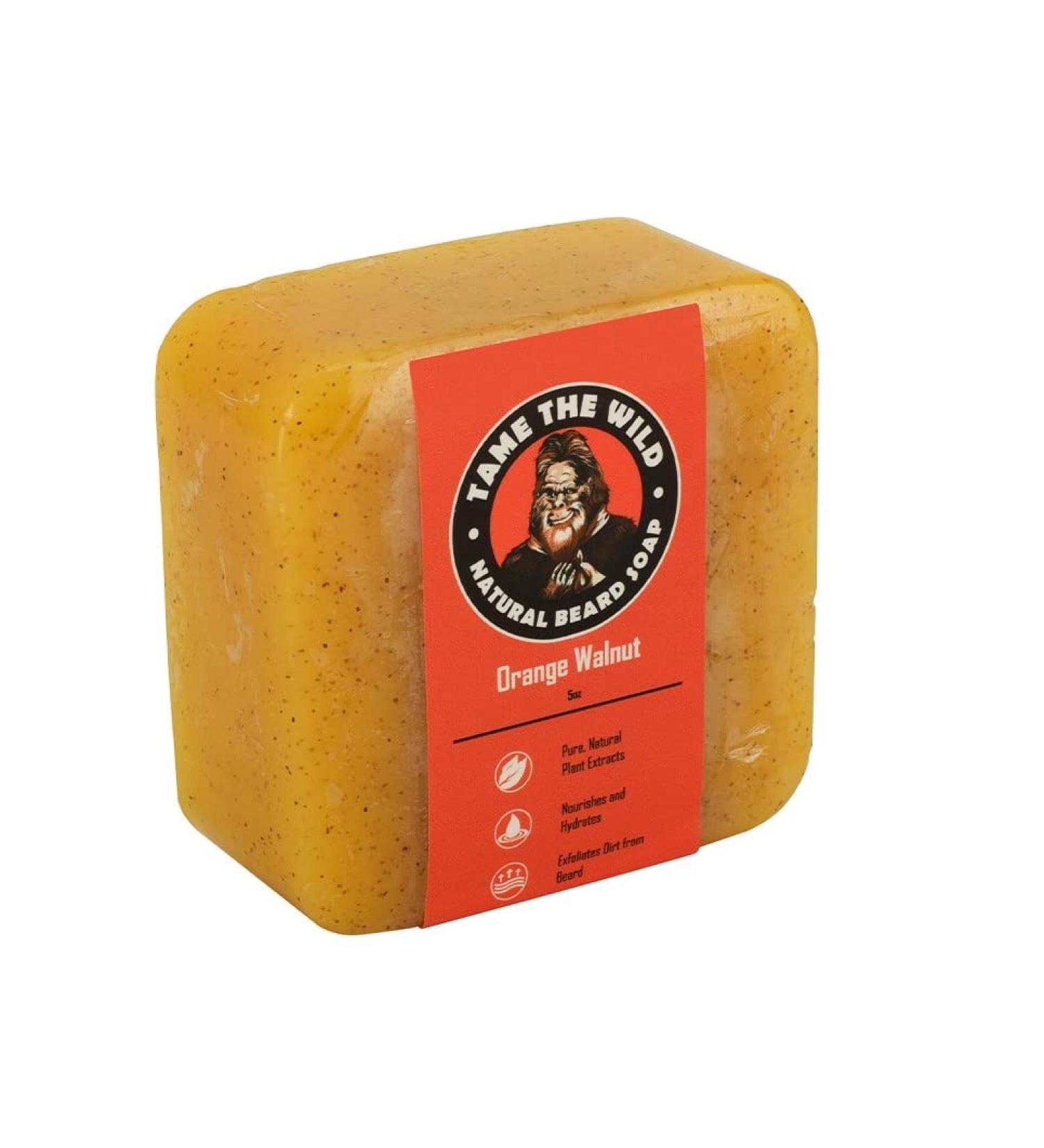 Wild Orange Walnut Beard Soap - Natural Beard Wash & Shampoo - Exfoliating Scrub for Men - Shea Butter & Coconut Oil - 1 Bar - Father's Day Gift - Buy Online on GoSupps.com