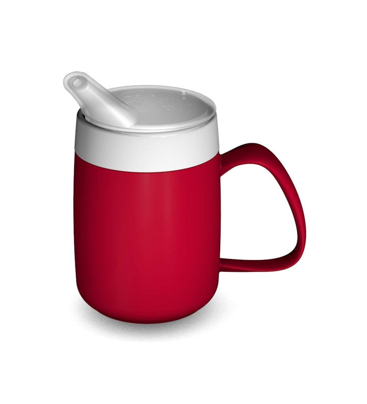 Ornamin 140ml Red Mug with Internal Cone and Spouted Lid | Model 207 + 806 | Drinking Aid Thermo Cup - Buy Online on GoSupps.com
