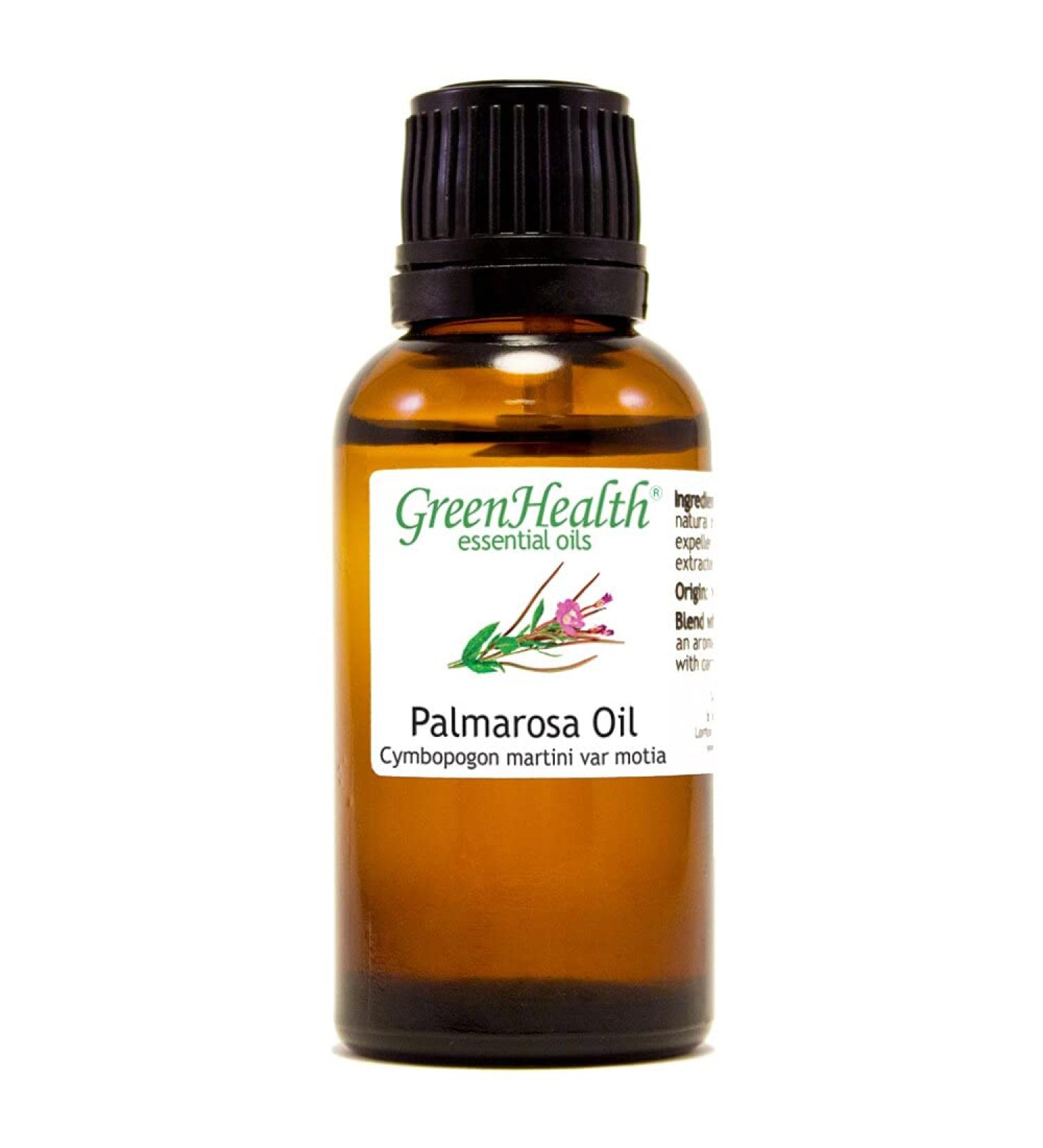 Palmarosa Essential Oil 1 fl oz (30 ml) Amber Glass Bottle w/Euro Dropper 100% Pure Essential Oil GreenHealth - Buy Online on GoSupps.com