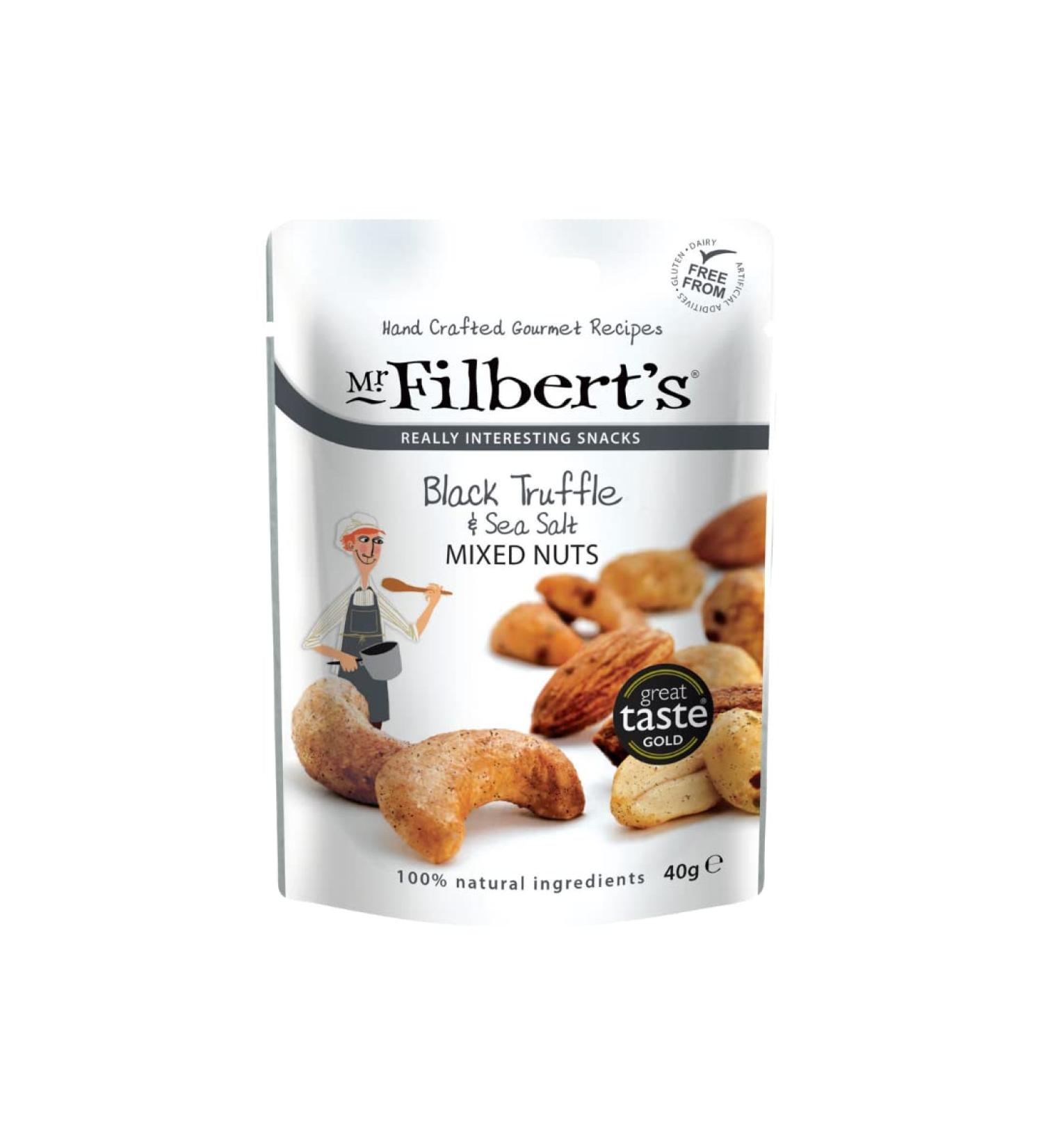 Mr Filbert's - Black Truffle and Sea Salt Mixed Nuts 10 x 40 g - Buy Online on GoSupps.com