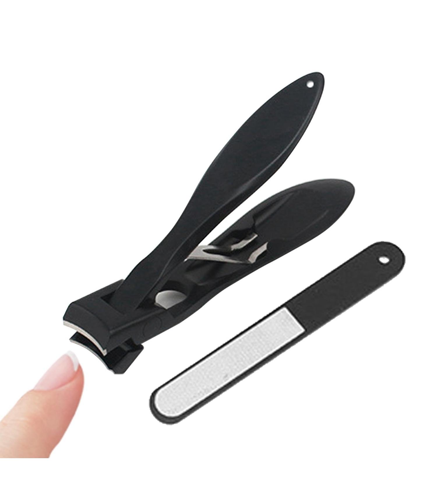 Acunny Toenail Clippers Toenail Clippers for Fingers | Small Nail Clippers Stainless Steel Nail Clippers for Large Nails Wide Mouth Jaw Nail Clippers with Nail File Black - Buy Online on GoSupps.com