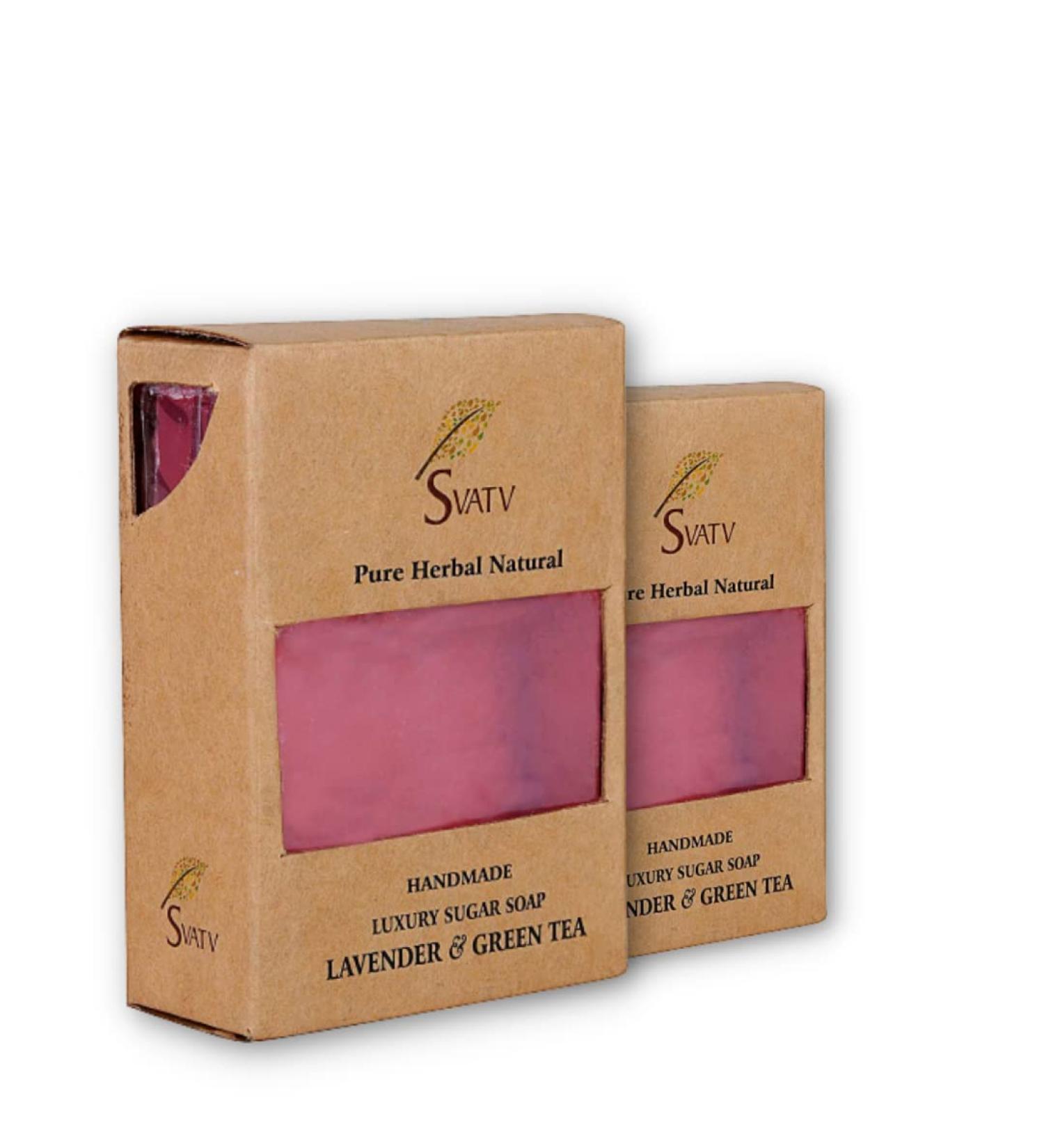 SVATV Handcrafted savon with Lavender & Green Tea | Soothing Herbs | Moisturized skin - Traditional Ayurvedic Herbal body savon bars for Men & Women all skin types 125g x2 Bars - Buy Online on GoSupps.com