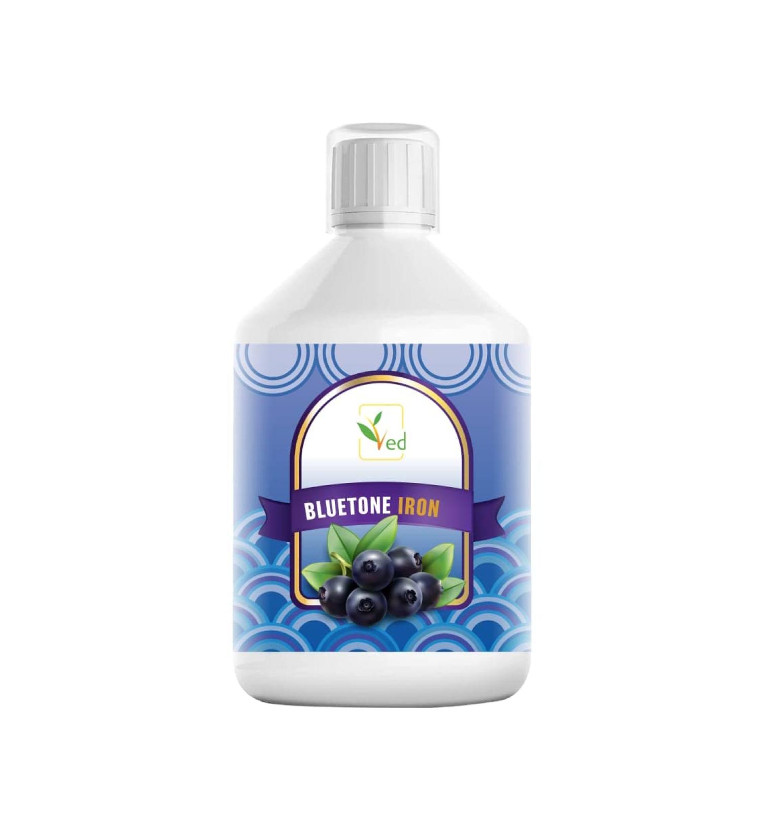 Bluetone Liquid Iron Supplement for Vegans and Vegetarians - Natural Mixed Fruit Flavor - 500ml - Buy Online on GoSupps.com