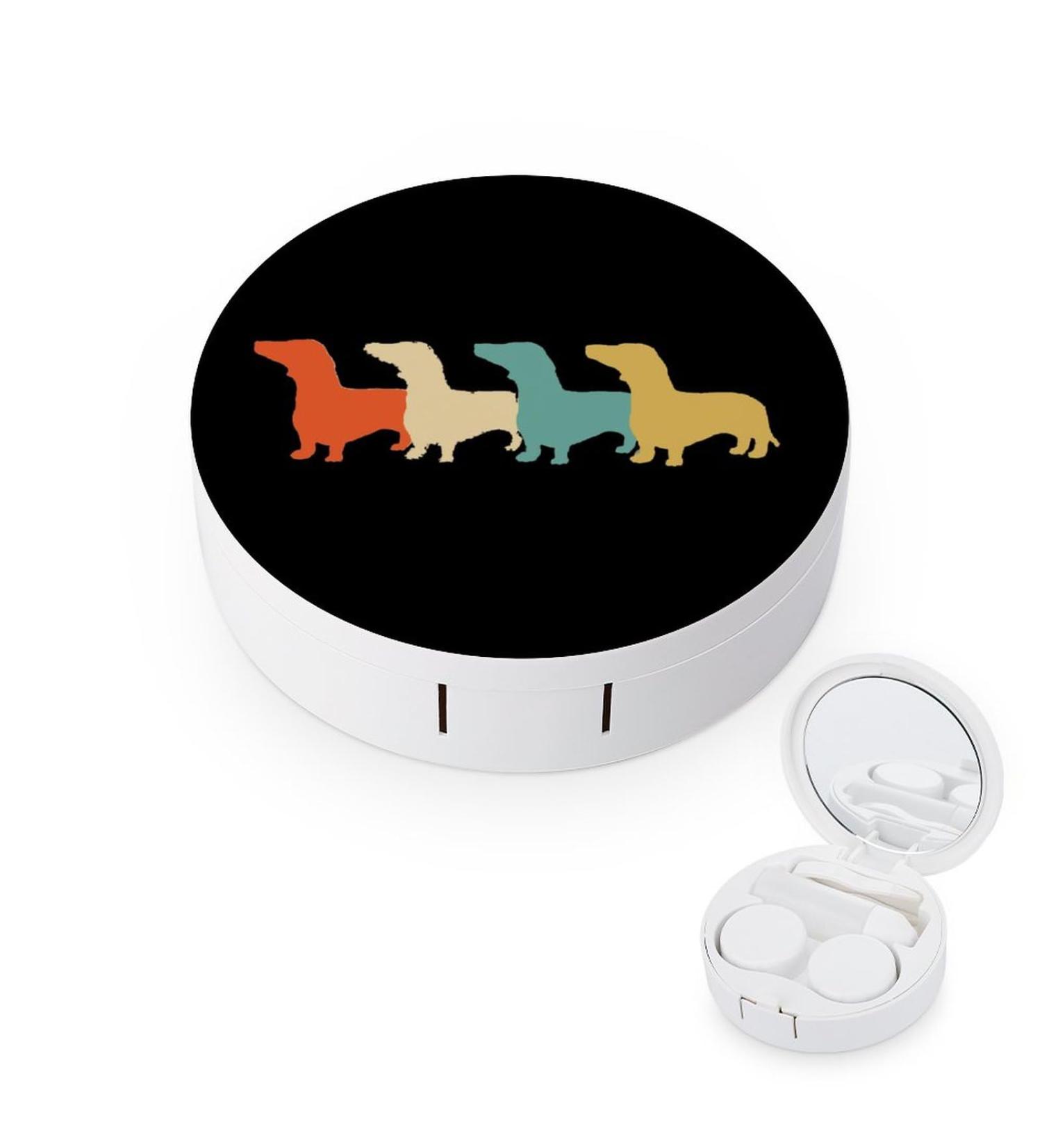 Vintage Dachshund Contact Lens Case | Portable Cute Eye Travel Kit with Mirror - Perfect for All Ages - Buy Online on GoSupps.com
