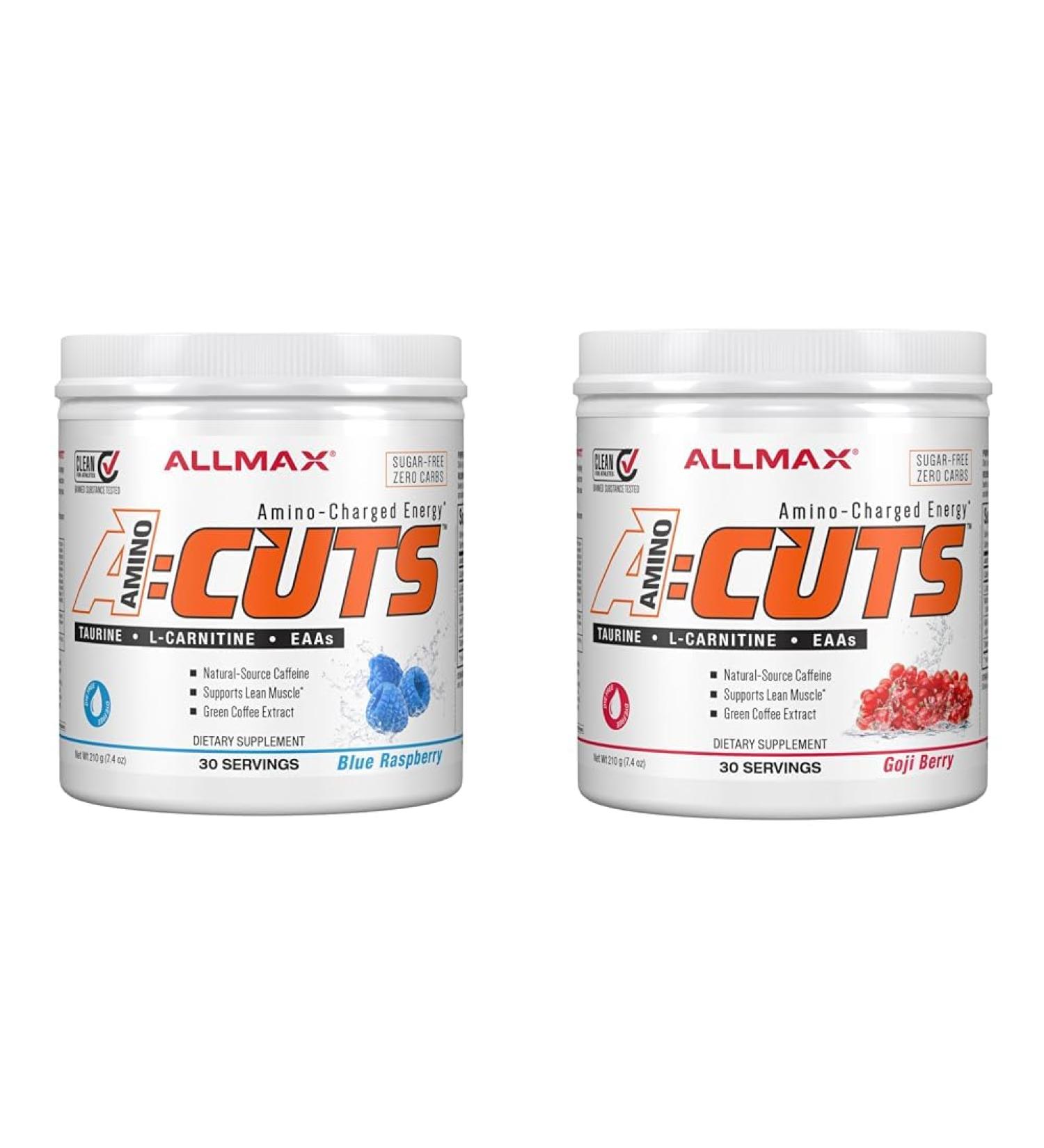 ALLMAX Nutrition ACUTS - Amino Acid Powder Supplement with Taurine & AMINOCUTS (A:CUTS) - Weight-Management BCAA (L-Carnitine + Taurine + Green Coffee) - Goji Berry - 252 Gram - 36 Servings - Buy Online on GoSupps.com