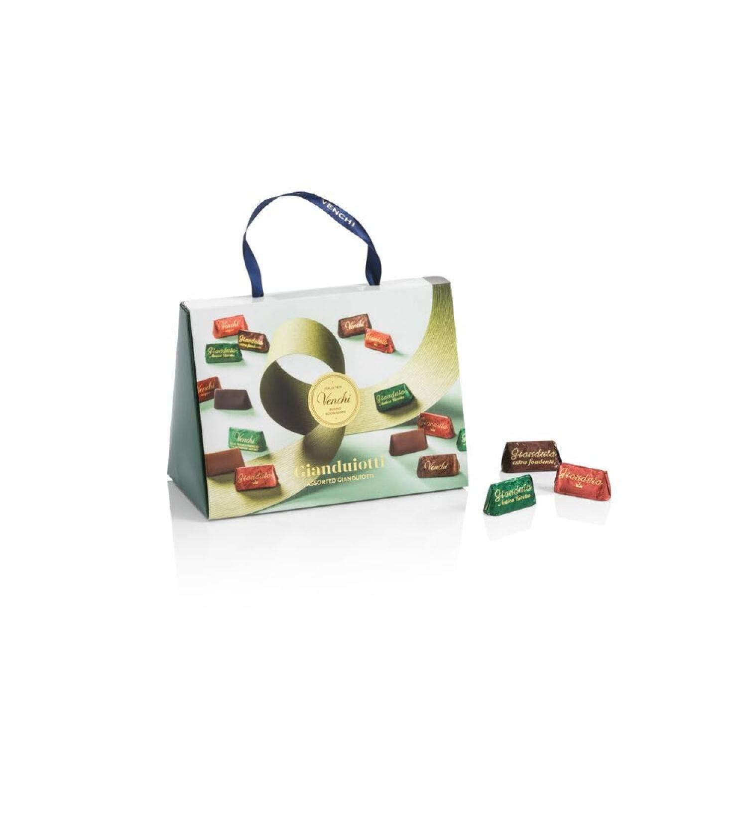 Venchi Coffret Cadeau Pochette Gianduiotti avec chocolats Gianduiotti assortis la "Noisette du Pi mont" 150 g Sans gluten Sans colorants Sans conservateurs Id e cadeau