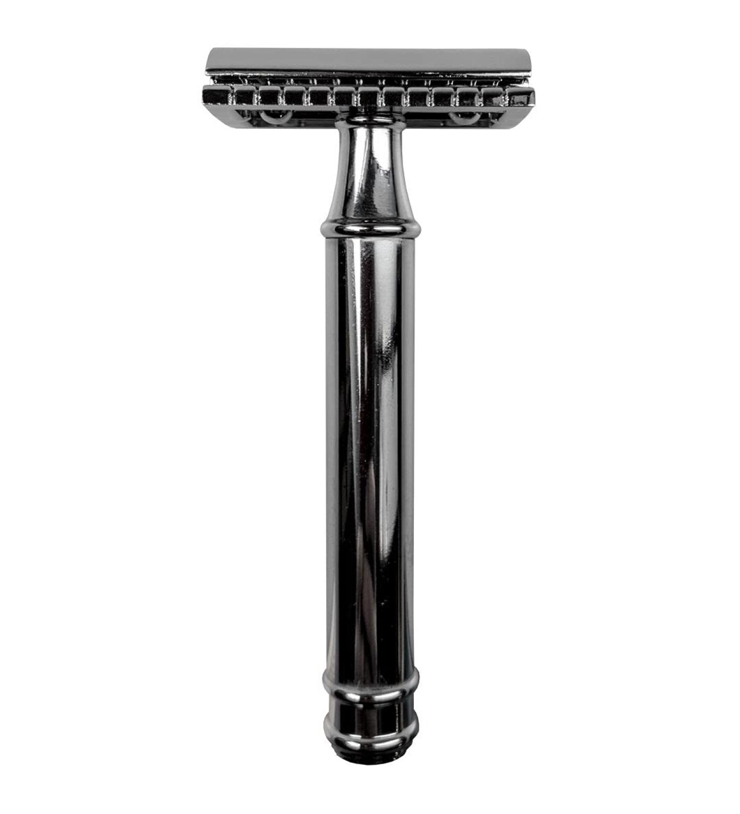 Safety razor 3-piece with 85 mm handle shiny chrome-plated
