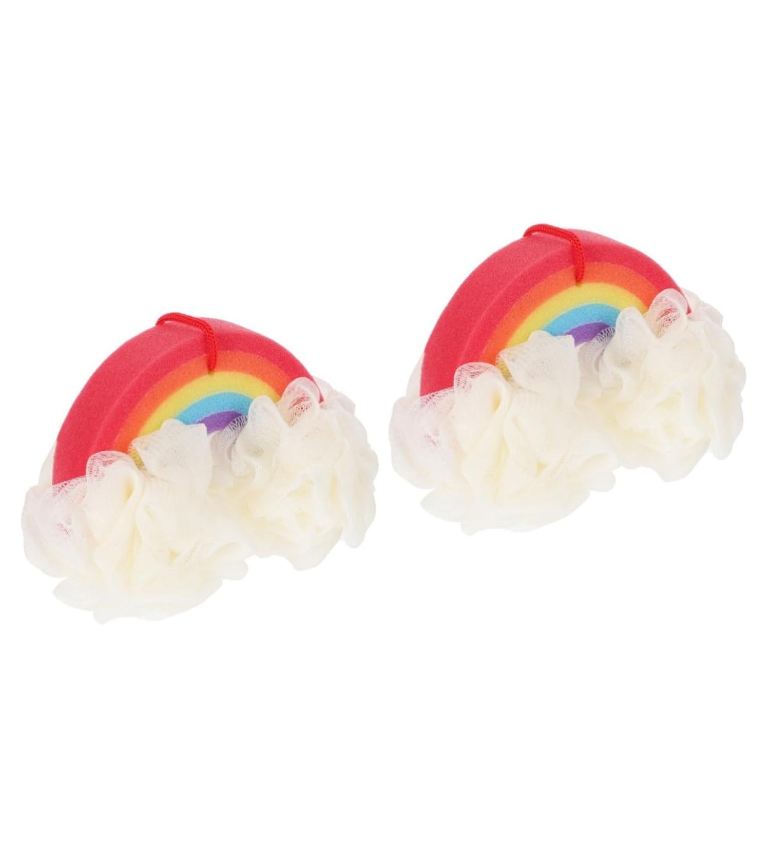 POPETPOP Rainbow Bath Ball & Foam Sponge Set - 2 Pcs Pearlescent Shower Scrubber & Loofah - Ideal for Baby Cleaning Supplies & Spa Experience - Buy Online on GoSupps.com