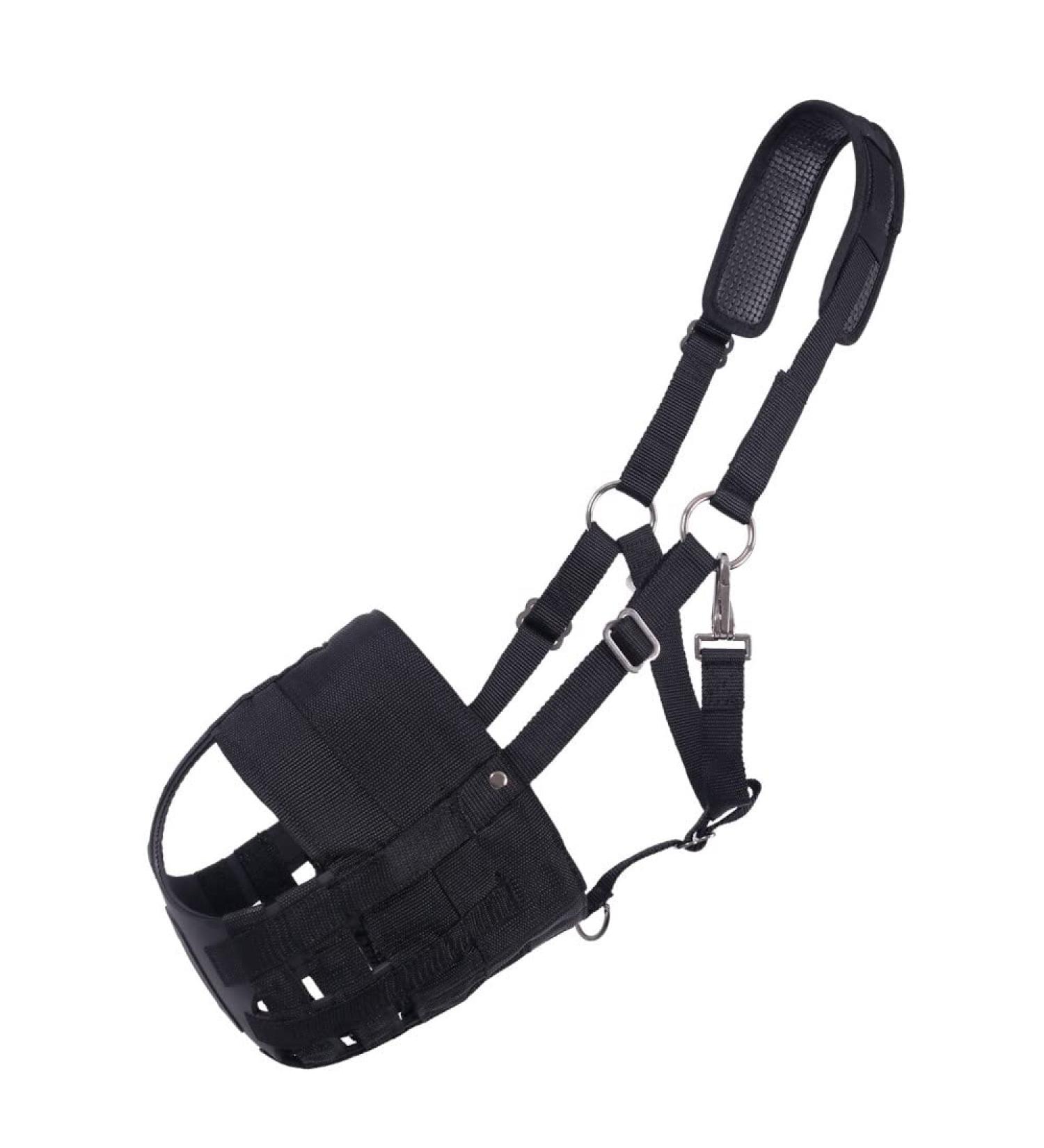 QHP Black Grazing Mask with Nostrils for Ponies - International Shipping Available - Buy Online on GoSupps.com