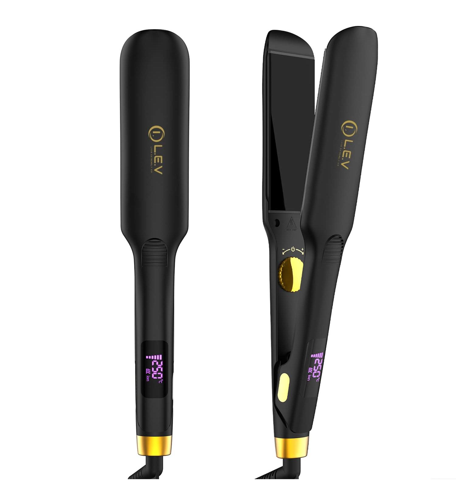 LEV Professional Titanium 2 in 1 Hair Straightener & Curler - Quick Even & Damage-Minimizing - LED LCD Display - 1 Inch Flat Iron for Fast Smooth Styling - International Shipping Available - Buy Online on GoSupps.com