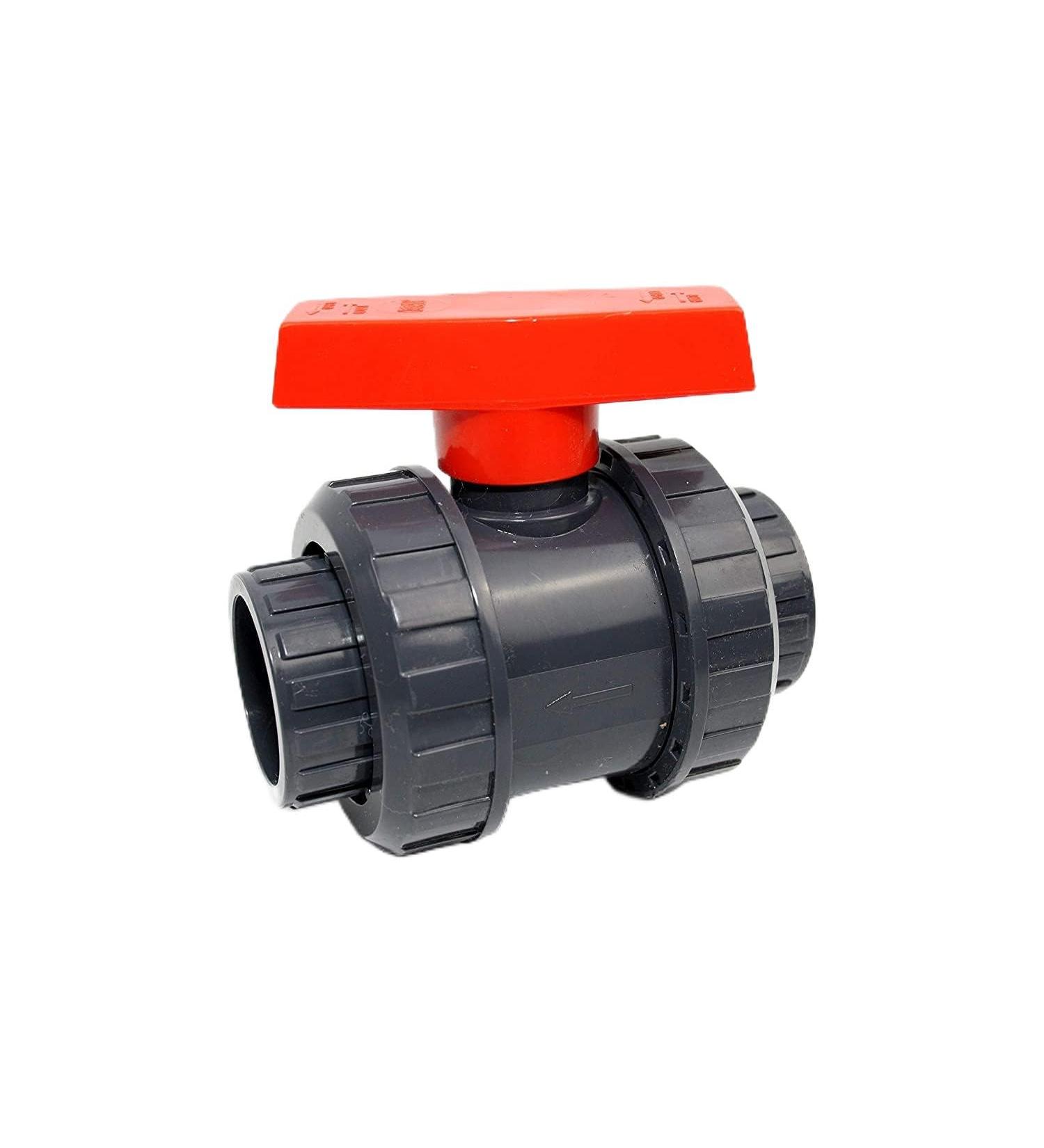 Professional ball valve 40mm with 2 x adhesive socket made of PVC - U 10 bar DIN 8063