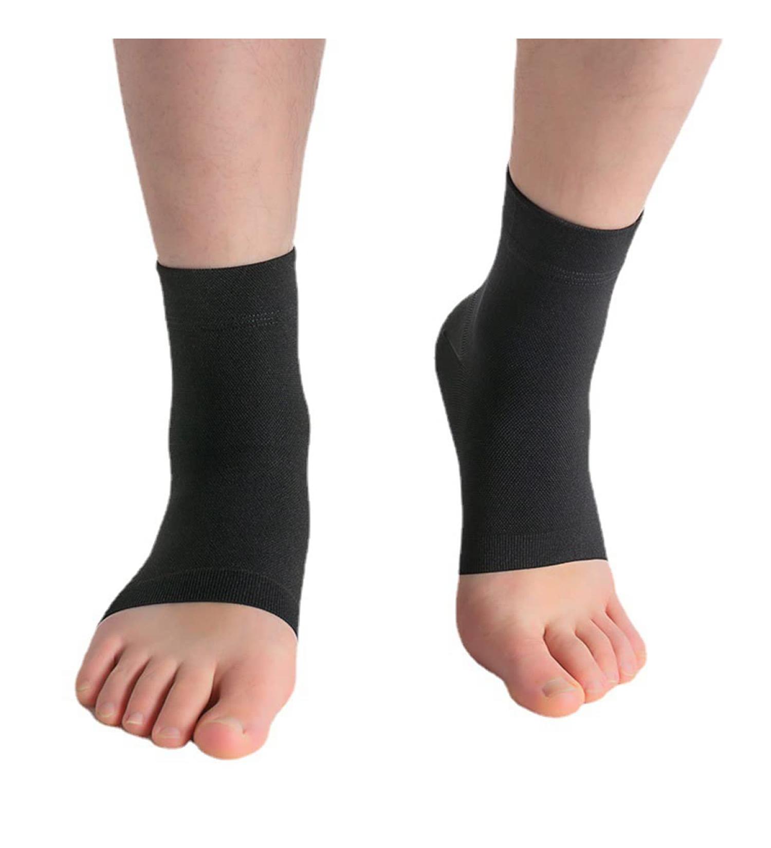 Ankle Brace Compression Sleeve for Women | Sports Bandage Sock & Heel Protector | Large Black - Ideal for Sprained Ankles - Buy Online on GoSupps.com