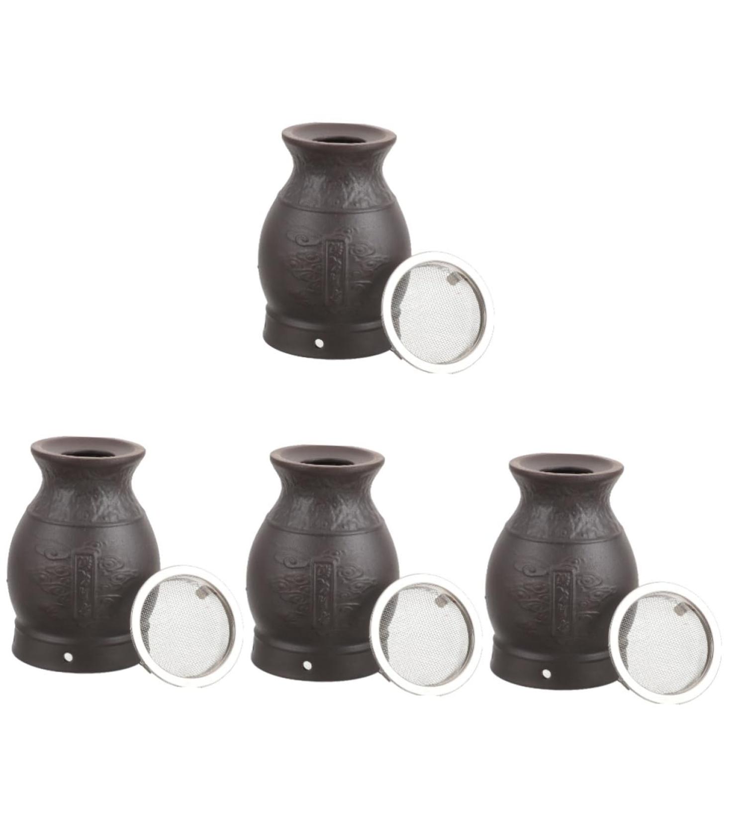 LALAFINA 4-Piece Massage Tool Set - Heat-Insulated Moxa Pot Scratch Cups & Worm Warm Tool for Body Massage - 9.5x7cm - Buy Online on GoSupps.com