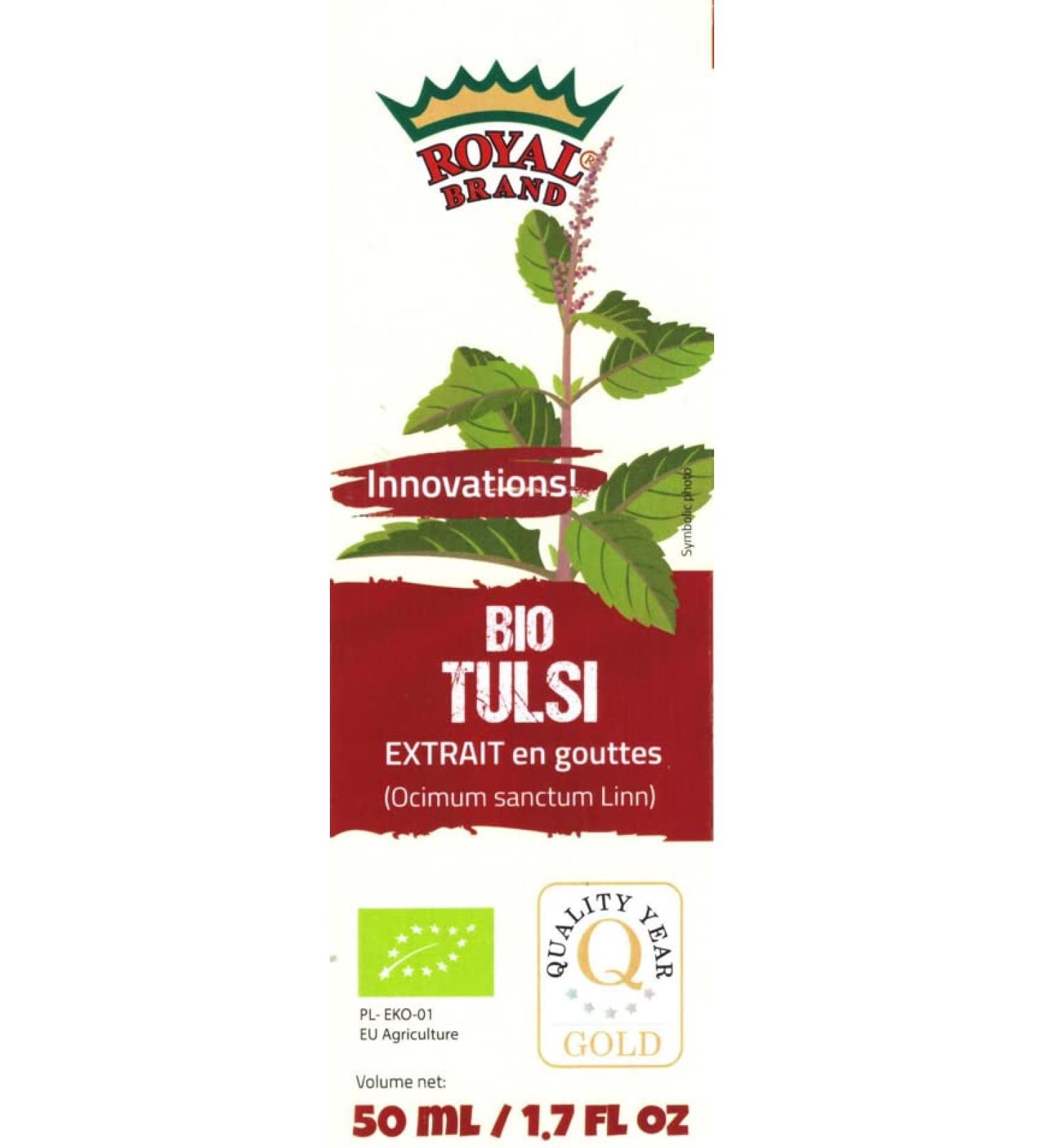 Organic Tulsi Holy Basil Tincture - 50ml Glass Bottle - Buy Online on GoSupps.com