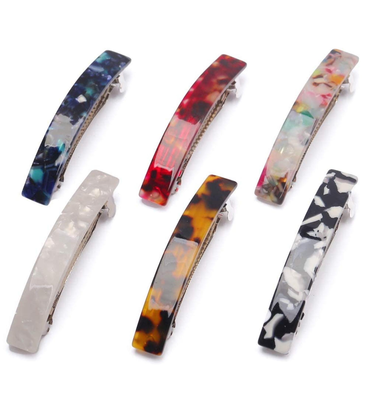 6 Pcs Tortoise Shell Acetate French Design Hair Barrettes for Women - Stylish Hair Clips - Buy Online on GoSupps.com