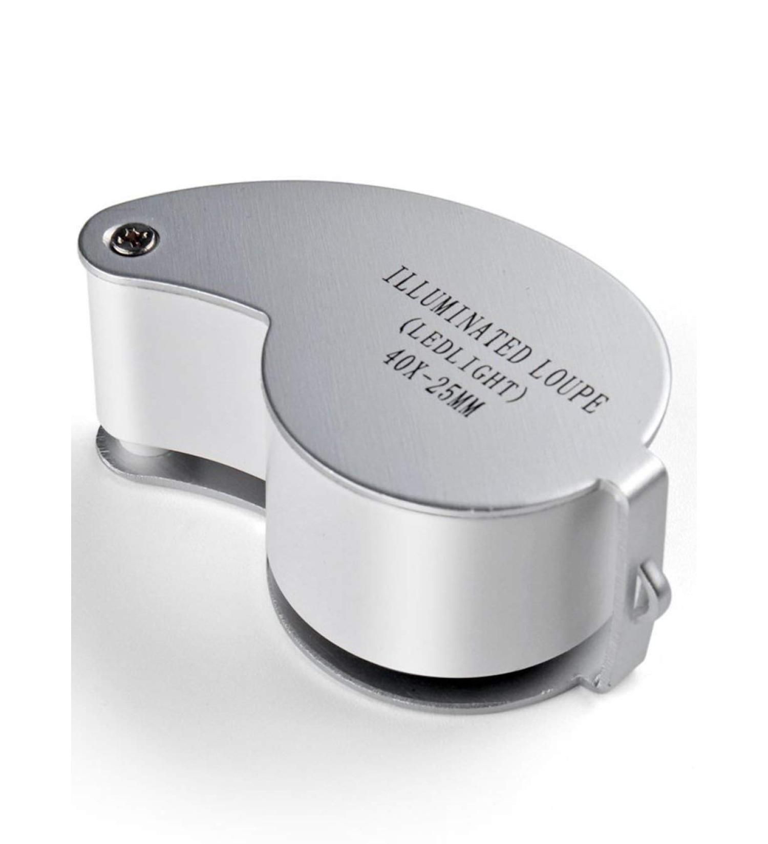 Snowmanna-40x 25mm Illuminated Eye Loupe Jewelry Magnifier Magnifying Glass Jewelry Loupe Tool with Dual Led Lighting (silver) - Buy Online on GoSupps.com