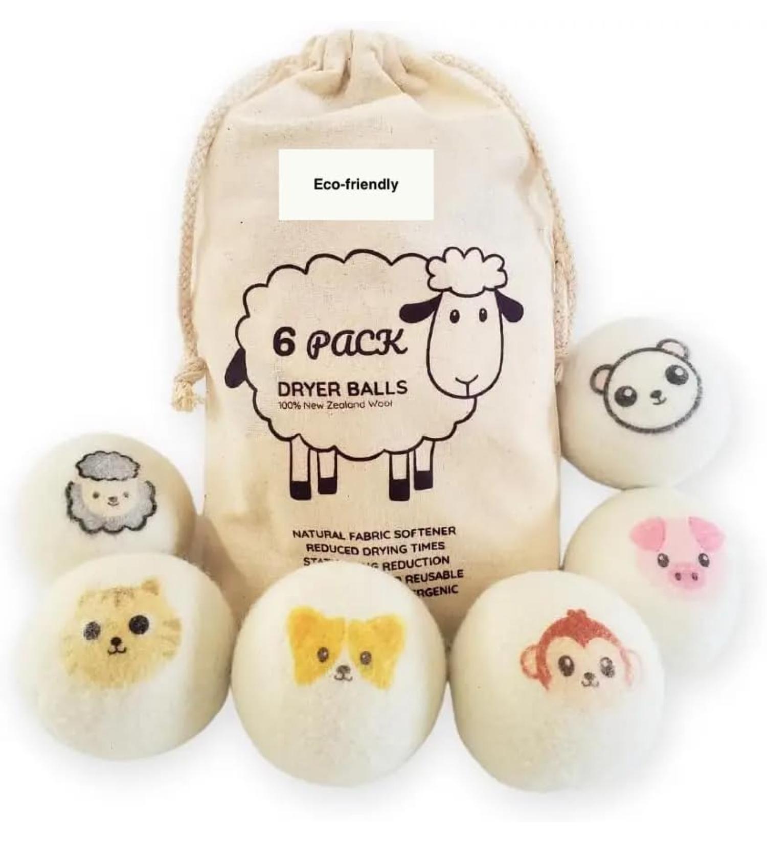 Extra Large Wool Dryer Balls - Set of 6 | Natural Fabric Softener Chemical Free Scented & Reusable - Buy Online on GoSupps.com