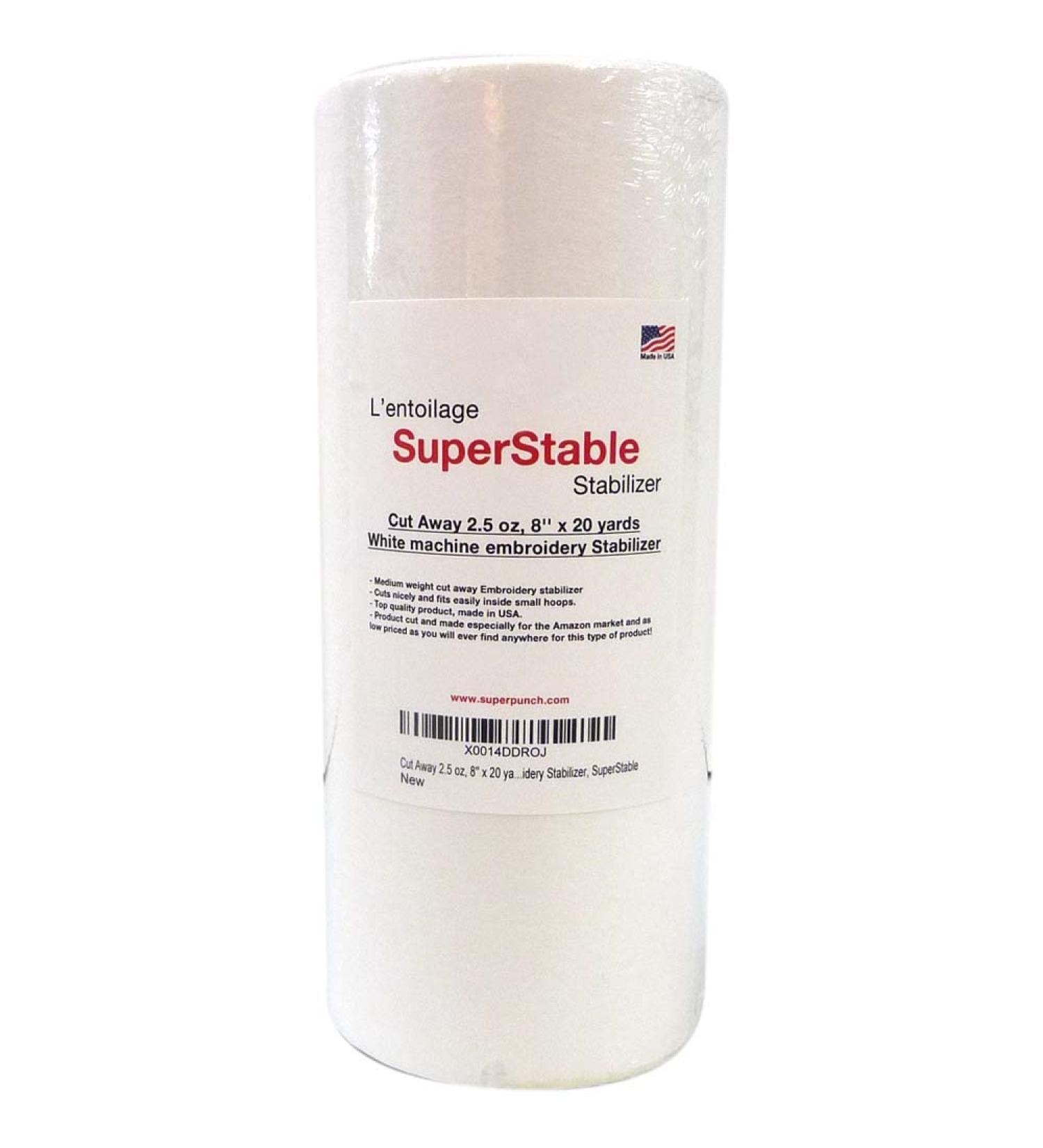 Superpunch 2.5 oz Cutaway Stabilizer for Embroidery Machines - Medium Weight 8 x 20 Yards Roll - Made in USA (White) - Buy Online on GoSupps.com