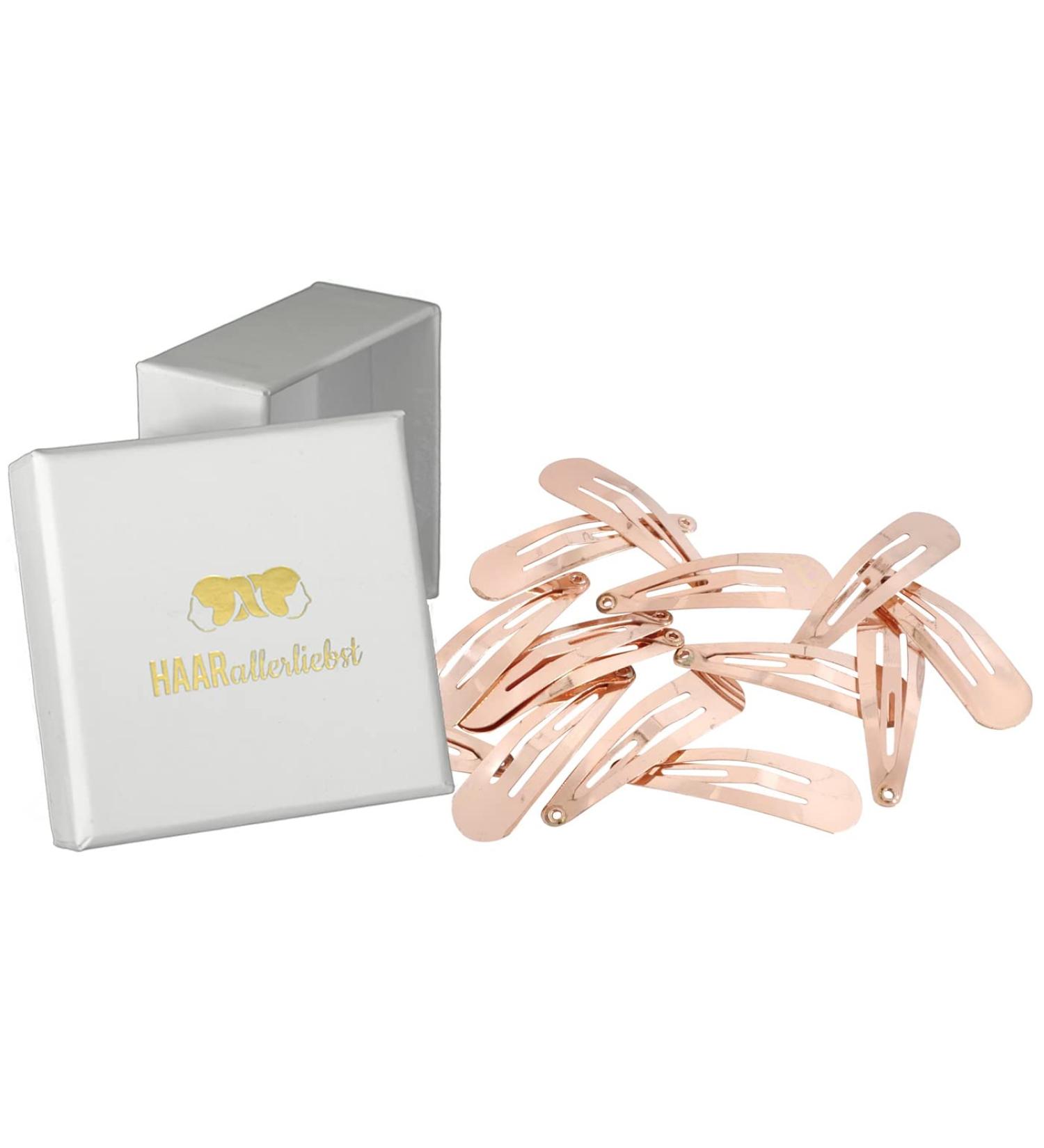 Hair-like Loved 14 Pcs Snap Hair Clips for Women & Kids - Rose Gold 4cm Metal Hair Clips with Storage Box - Buy Online on GoSupps.com