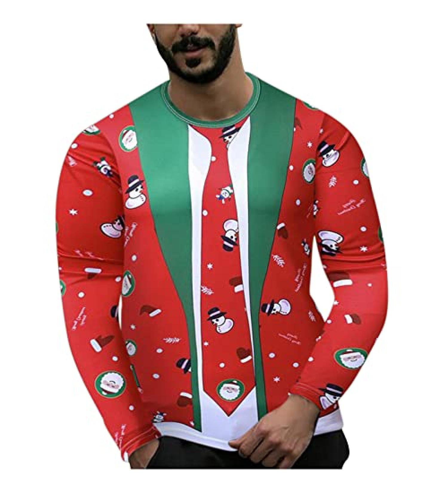 USNSM Men's Christmas 3D Printed Long Sleeve Sweatshirt - Green, XL - Buy Online on GoSupps.com