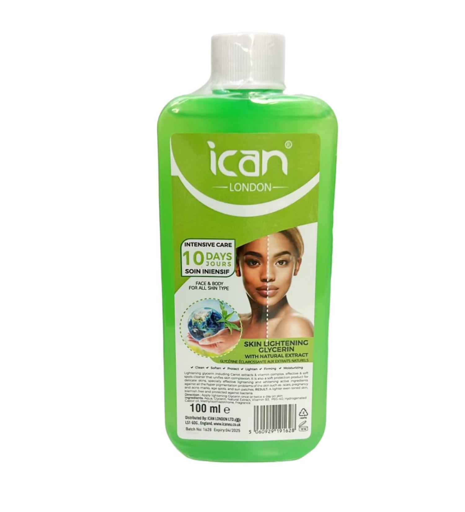 ican London Natural Extract Skin Lightening Glycerine 100ml - Buy Online on GoSupps.com