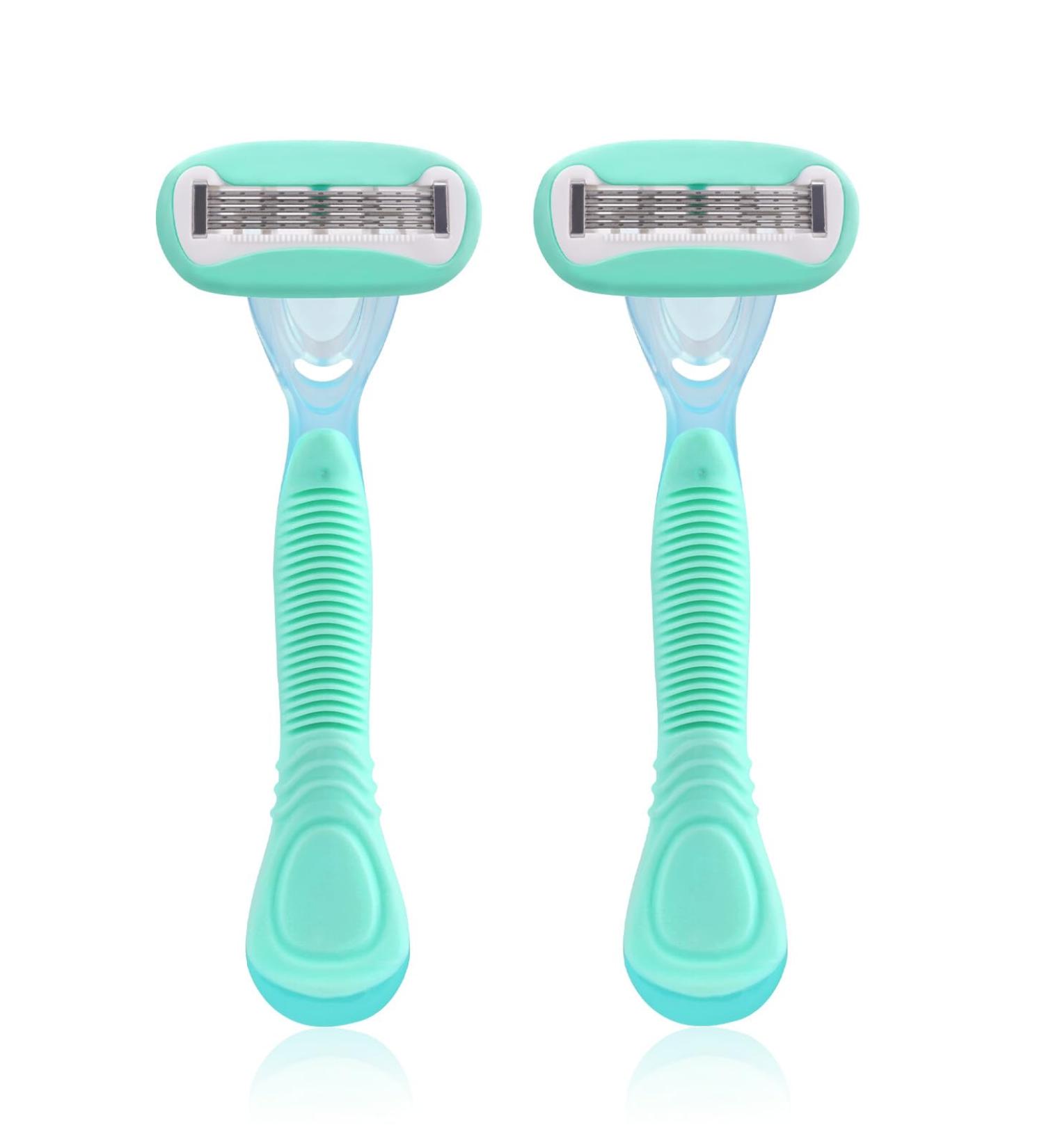 Pack of 2 Disposable Razors for Women - 5-Blade Full Body Hair Removal Razors in Green - International Shipping Available - Buy Online on GoSupps.com