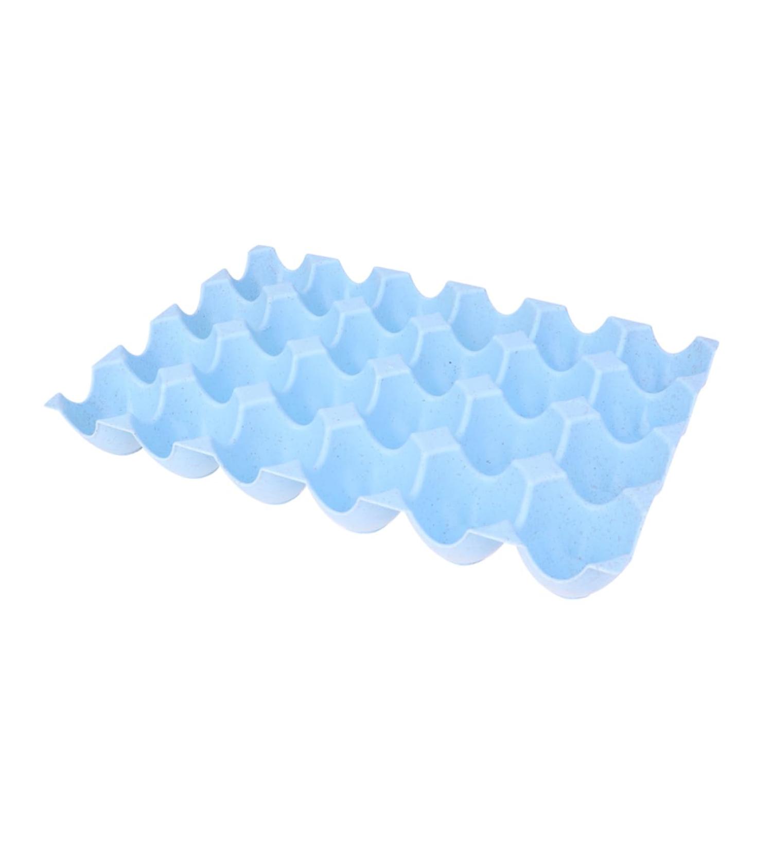 Hemoton Egg Holder Organizer Box Straw Stacked Grids for Refrigerator Storage Holder Egg Breakage-proof Thicken Wheat Blue Blue 29*19CM - Buy Online on GoSupps.com