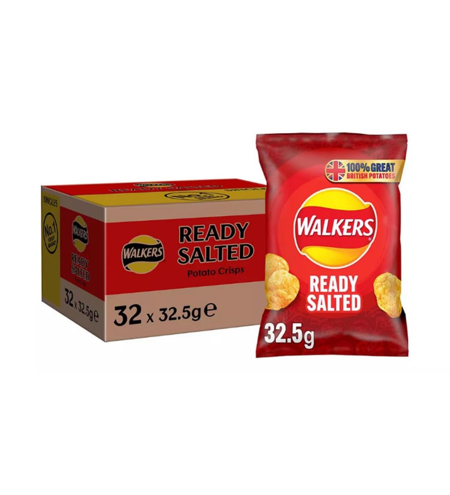 Walkers Ready Salted Crisps Chips 32.5g x 32 Pieces - Buy Online on GoSupps.com