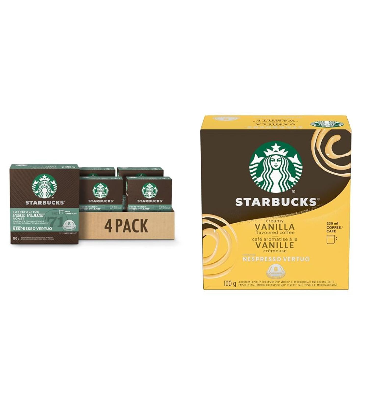 Starbucks By Nespresso Pike Place Roast Coffee Pods Medium Roast Nespresso Vertuo Line & Creamy Vanilla for NESPRESSO VERTUO Flavoured Blonde Roast Coffee Sweet Vanilla Coffee + CLEANING 9562 - Buy Online on GoSupps.com
