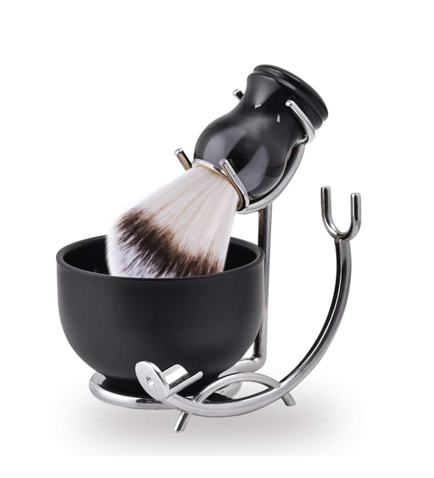 Grandslam 3-in-1 Shaving Brush and Bowl Kit for Men | Stainless Steel Bowl and Stand | Shaving Set - Buy Online on GoSupps.com