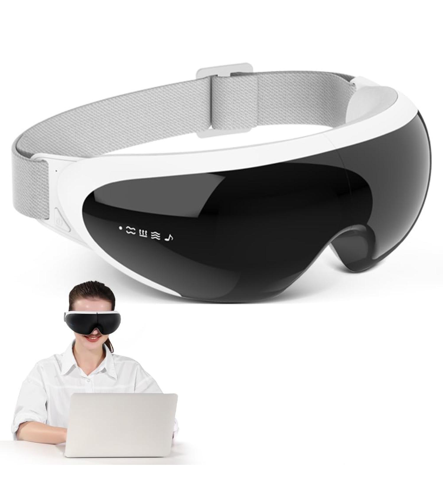 5-Mode Eye Massager for Migraine Relief - Foldable Heat Therapy Eye Mask with Voice Broadcast Kneading & Vibration Functions - International Shipping - Buy Online on GoSupps.com