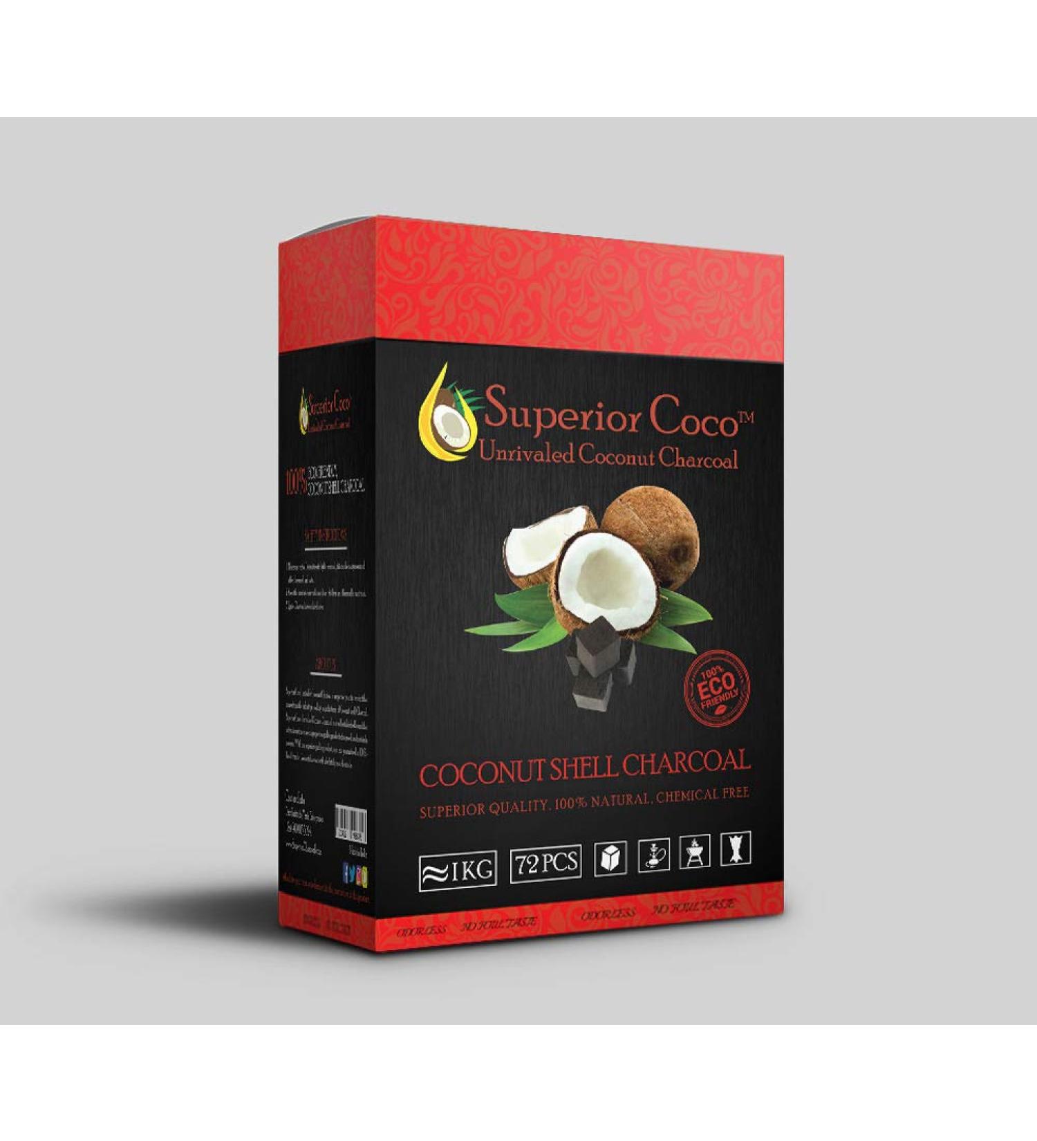 Superior Coco Coconut Charcoal 1kg Cube - Natural BBQ Charcoal for Grilling and Smoking - Buy Online on GoSupps.com