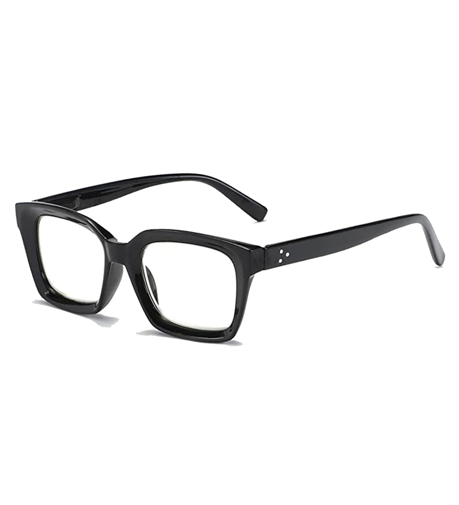 Hubeye Retro Oversized Large Frame Anti-Blue Glasses | Unisex Square Fashion | Blue Light Blocking Computer Reader | Black 0.0 Dioptres - Buy Online on GoSupps.com