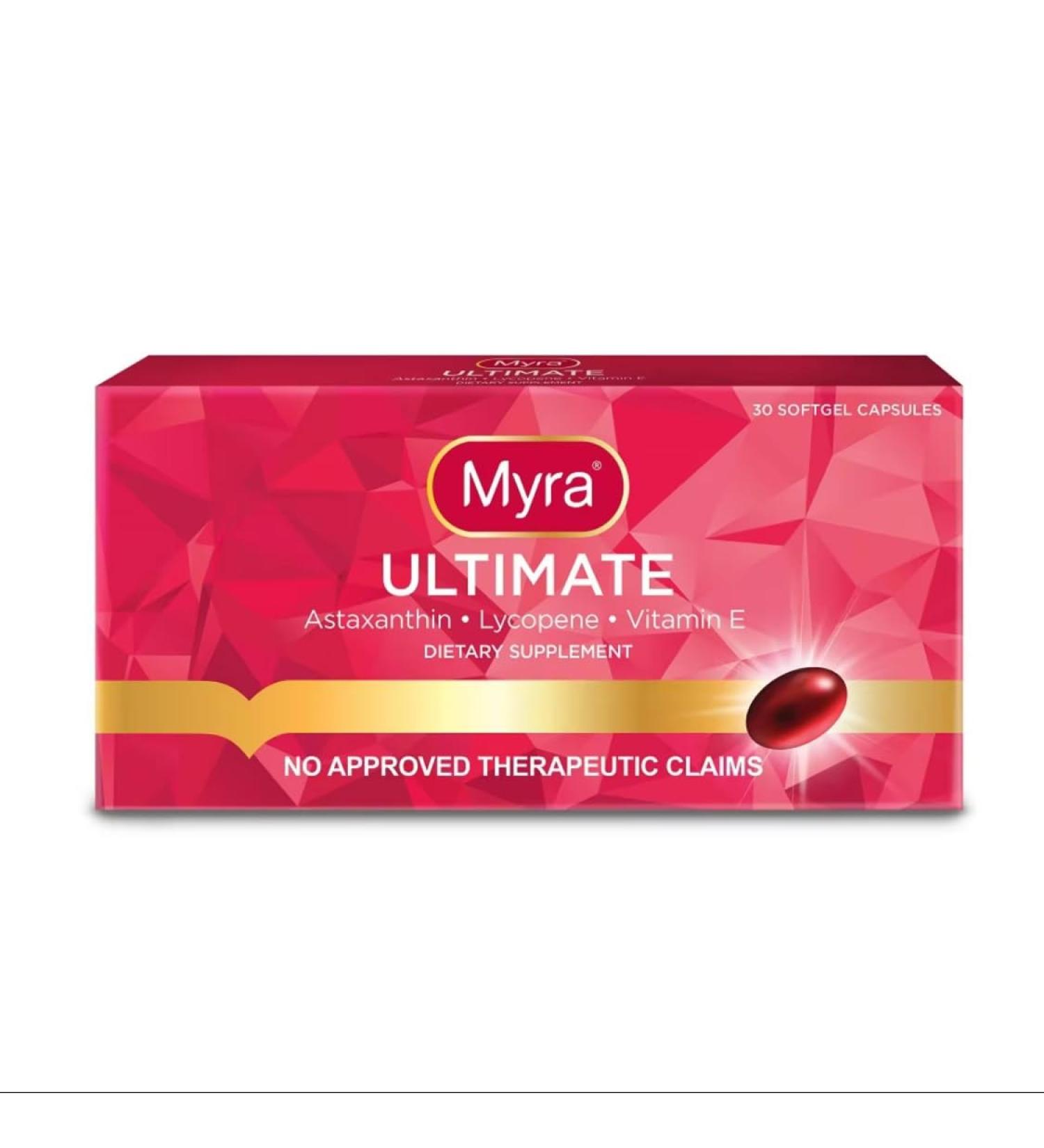 Myra Utimate with Astaxanthin Lycopene and Vitamin E 30 Softgel Capsules - Buy Online on GoSupps.com