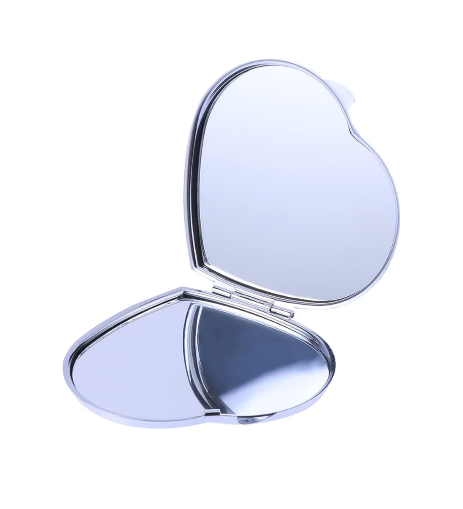ULTNICE Compact Double Sided Heart Shape Makeup Mirror - Silver | Portable Pocket Mirror for Handbag and Purse - Buy Online on GoSupps.com