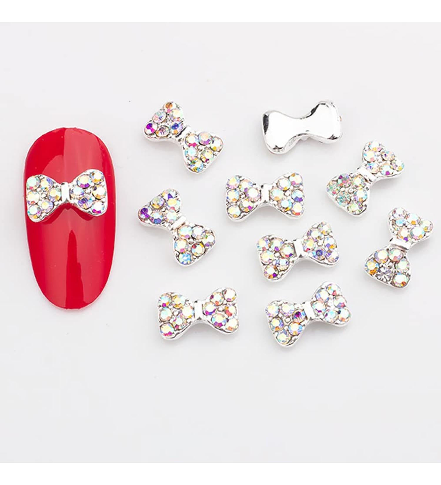 10pcs 3D Nail Art Crystal Rhinestone Bow Big Gems Charms for Nail Art Decoration Jewelry Sparkle Craft DIY Beads (#3037 10pcs)
