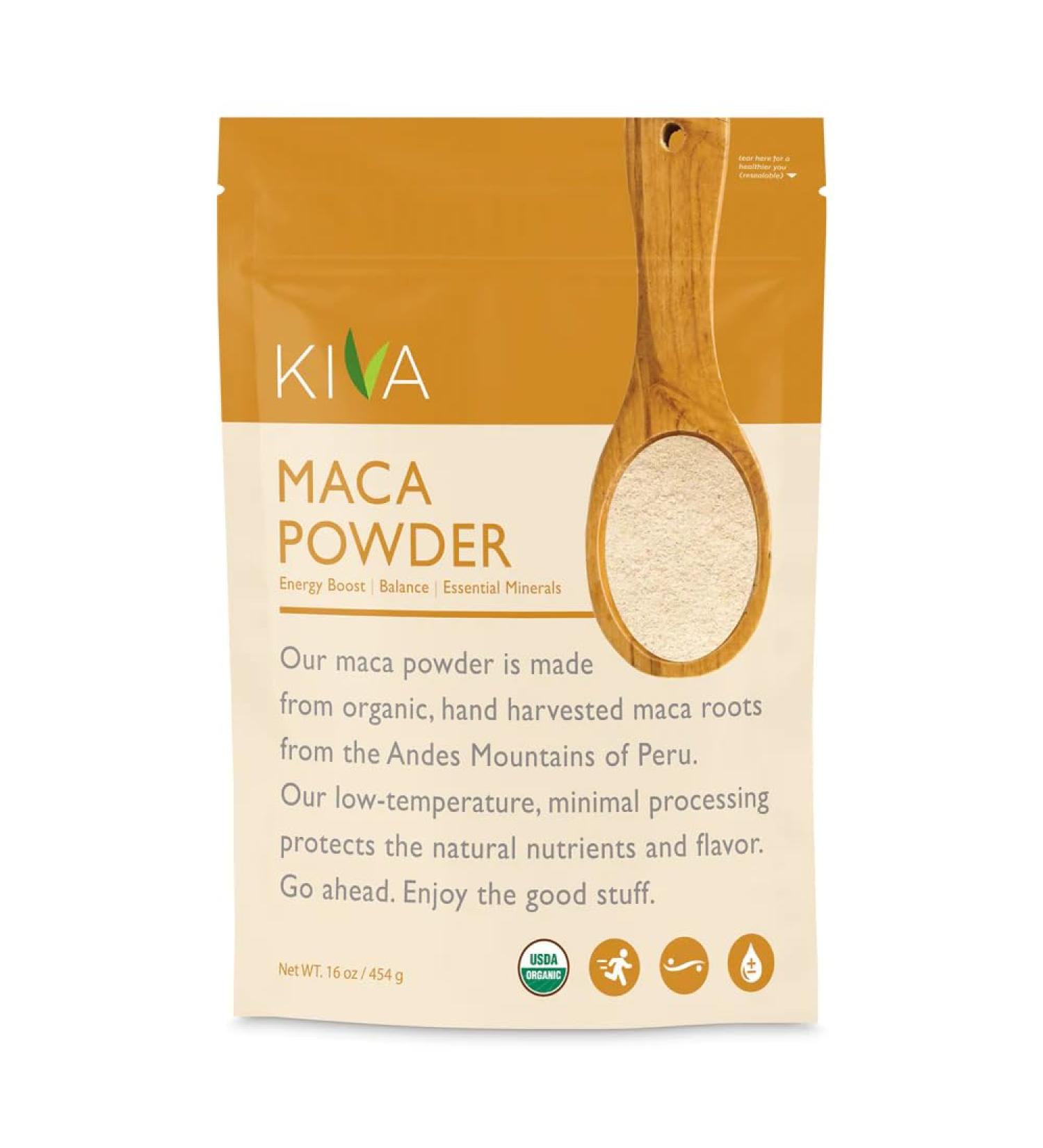 Kiva Organic Maca Powder Pure Authentic Peruvian Maca Root Powder to Supercharge Your Health Support for Energy Superfood 16 oz - Buy Online on GoSupps.com