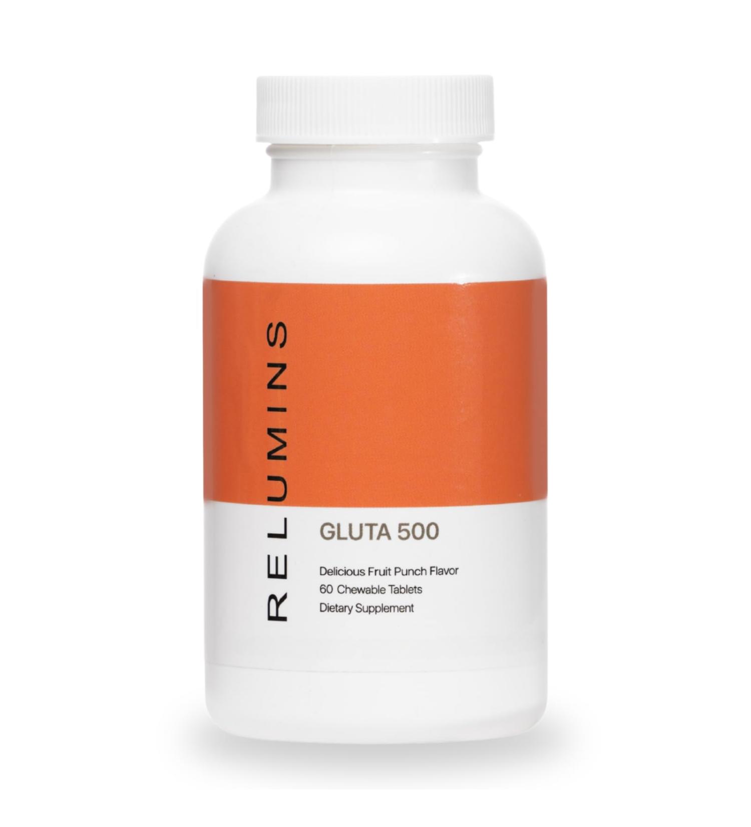 Relumins Valentines Gluta 500 Chewable Tablets with Glutathione Hyaluronic Acid Vitamin C Biotin & Collagen Supports Skin Tone & Glow Fruit Punch Flavor Made in USA 60 Tablets 60 Count (Pack of 1) G500 - Buy Online on GoSupps.com