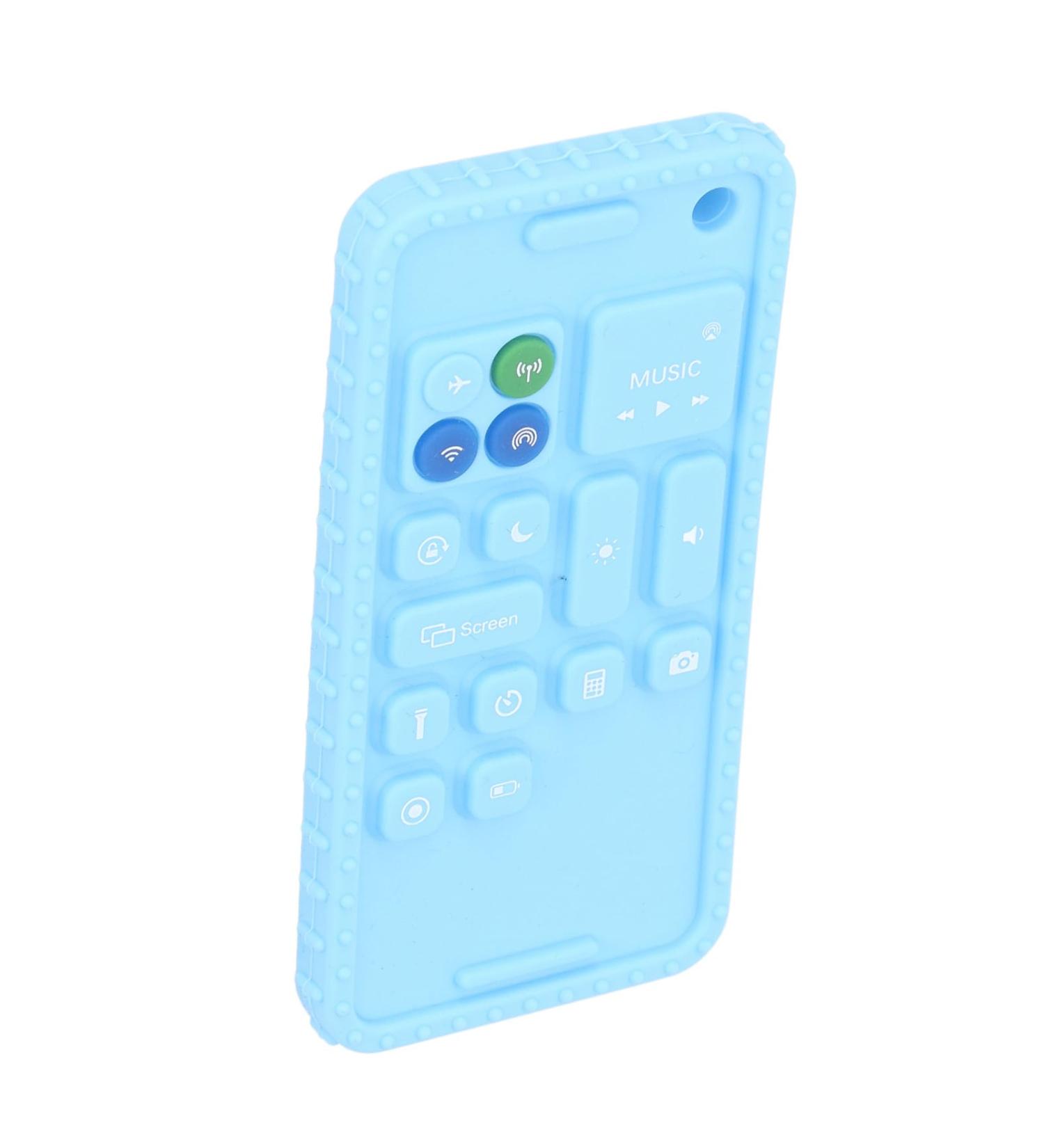 Cell Phone Shaped Silicone Baby Teether Toy - Safe Sensory Development for Toddlers | Ideal Travel Teether (Blue) - Buy Online on GoSupps.com