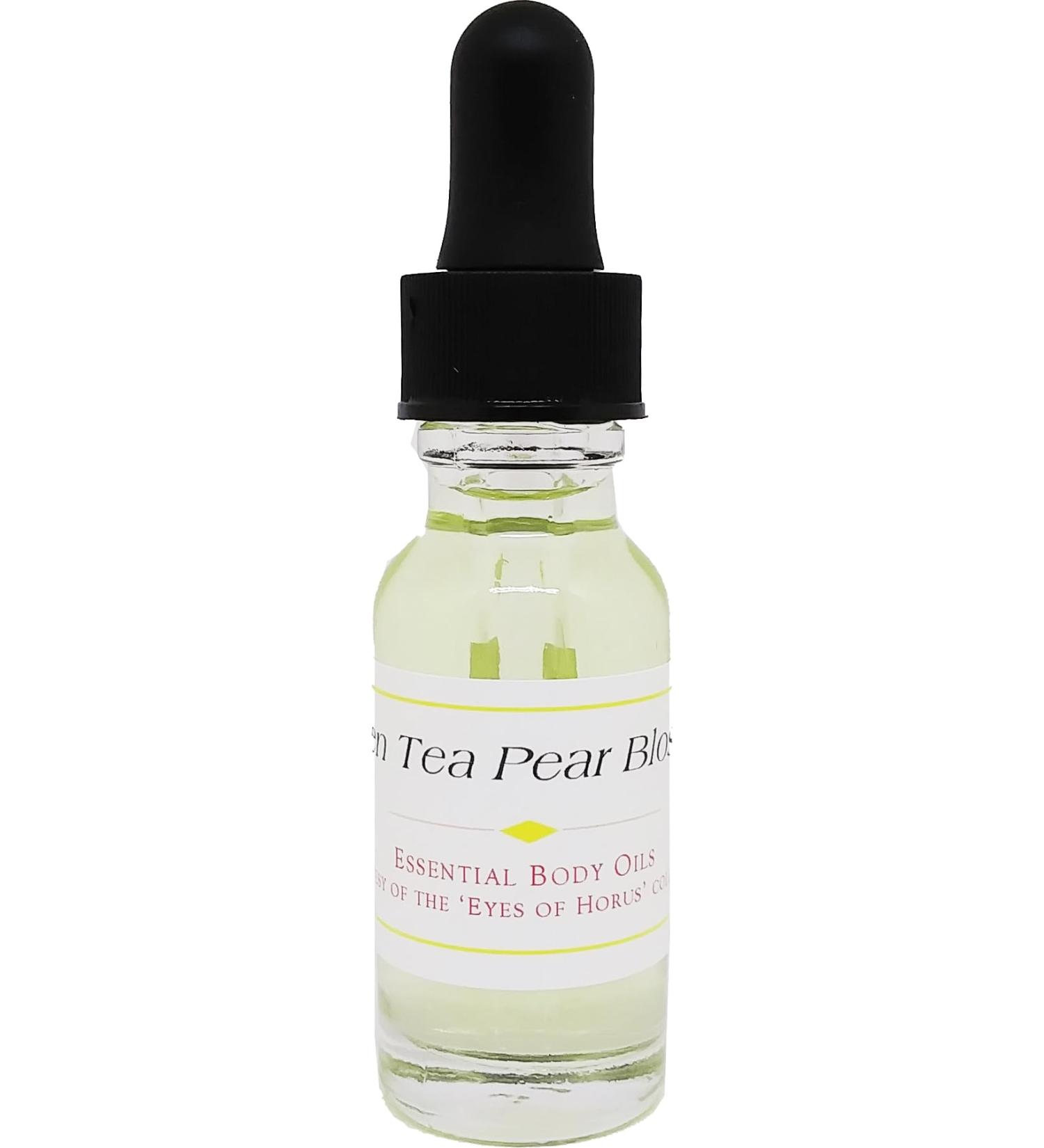 Green Tea Pear Blossom - Type V.W. For Women Scented Body Oil Fragrance Glass Dropper Top - Light Green - 1/2 oz. - ID#38810 0.5 Fl Oz (Pack of 1)